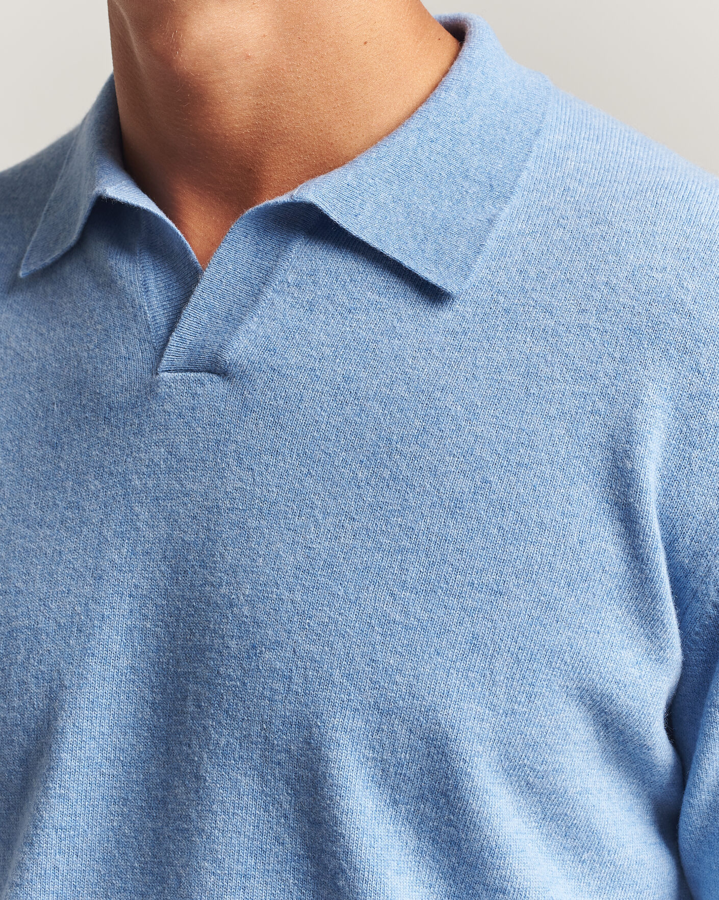 Mies | Puserot | Altea | Long Sleeve Knitted Polo Sky Blue