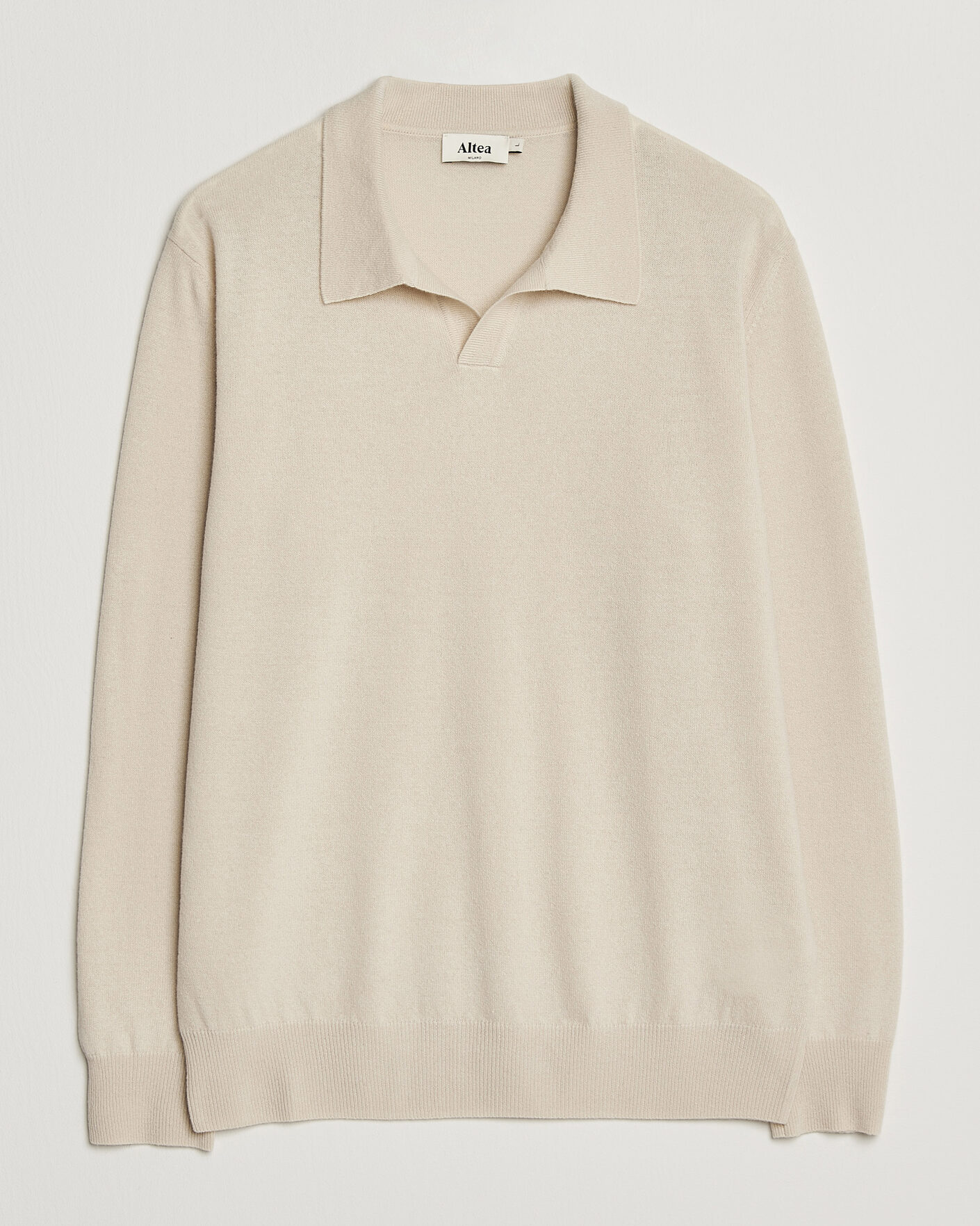 Mies | Puserot | Altea | Long Sleeve Knitted Polo Beige