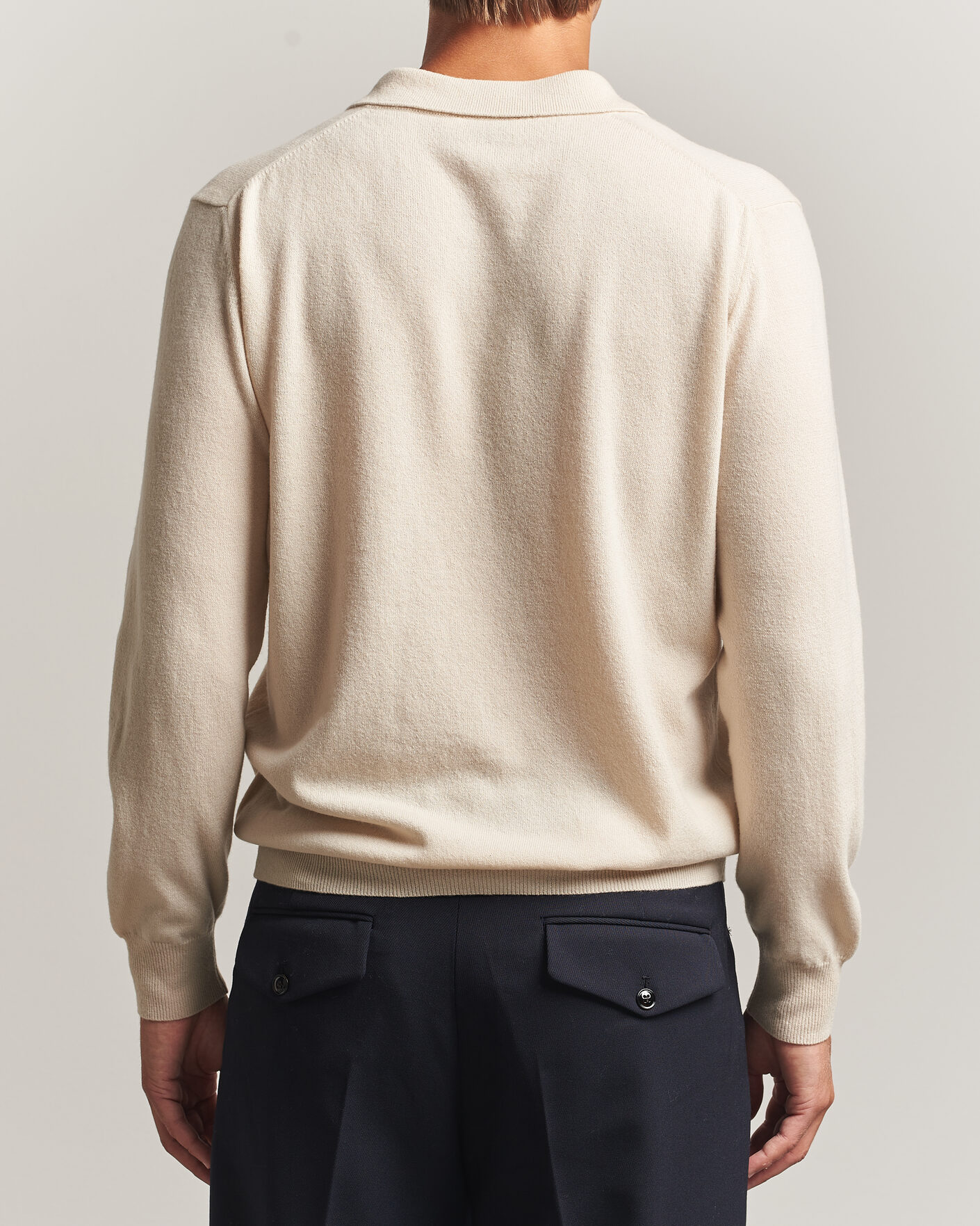 Mies | Puserot | Altea | Long Sleeve Knitted Polo Beige
