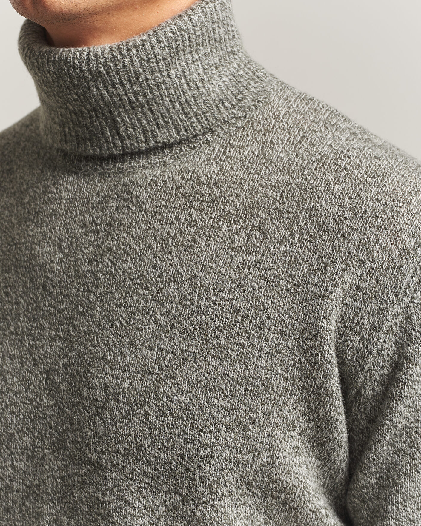 Mies | Puserot | Altea | Cloud Cashmere Blend Rollneck Green Melange