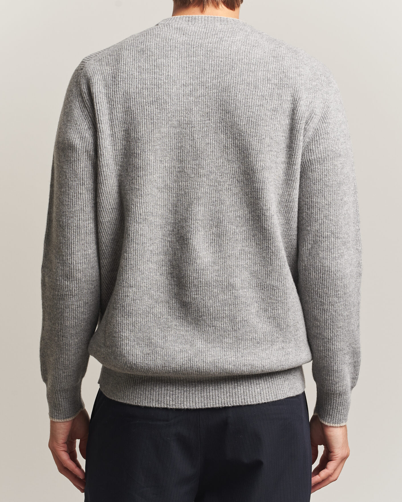 Mies | Puserot | Altea | Rib Wool Raglan Sweater Light Grey