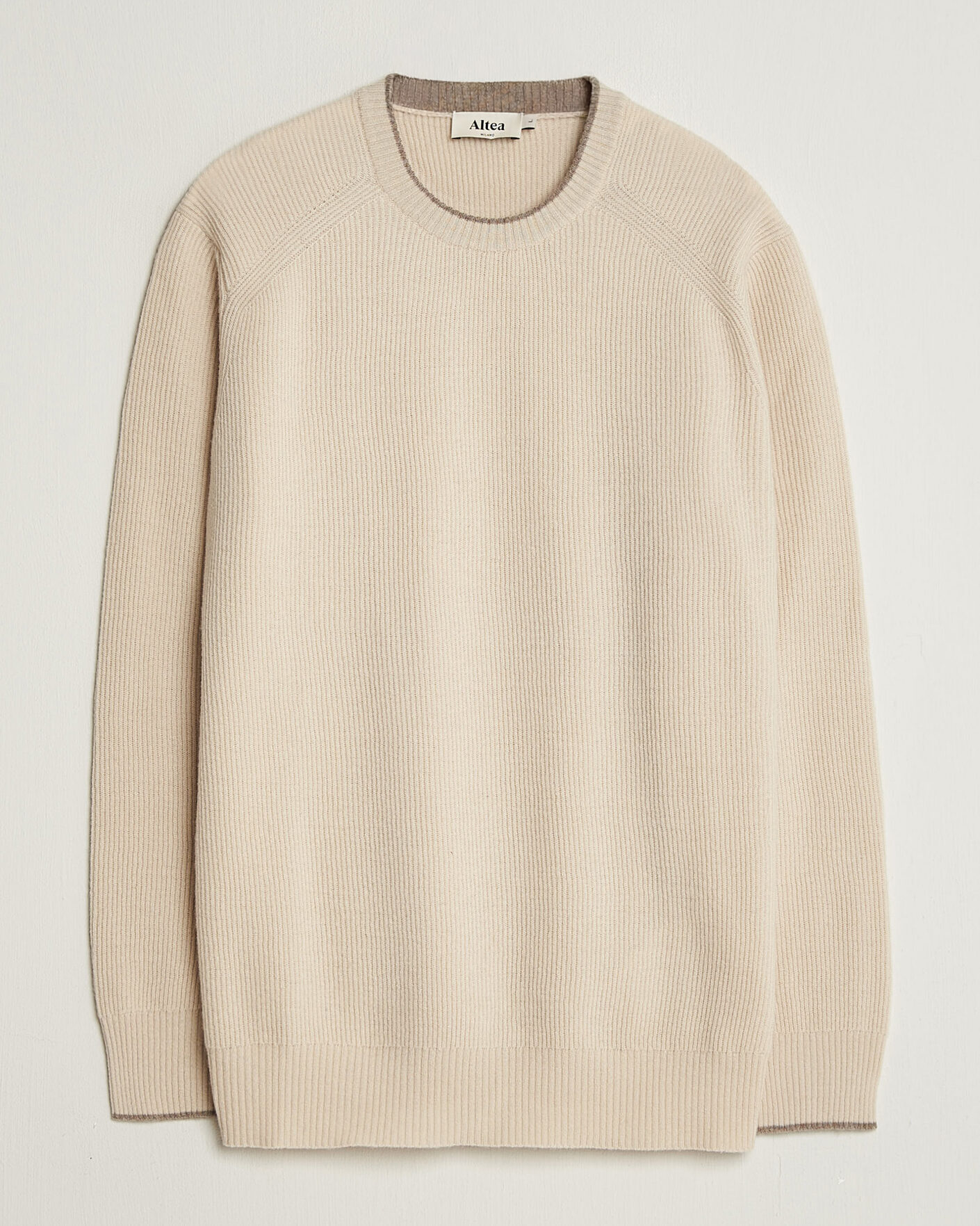 Mies | Puserot | Altea | Rib Wool Raglan Sweater Cream