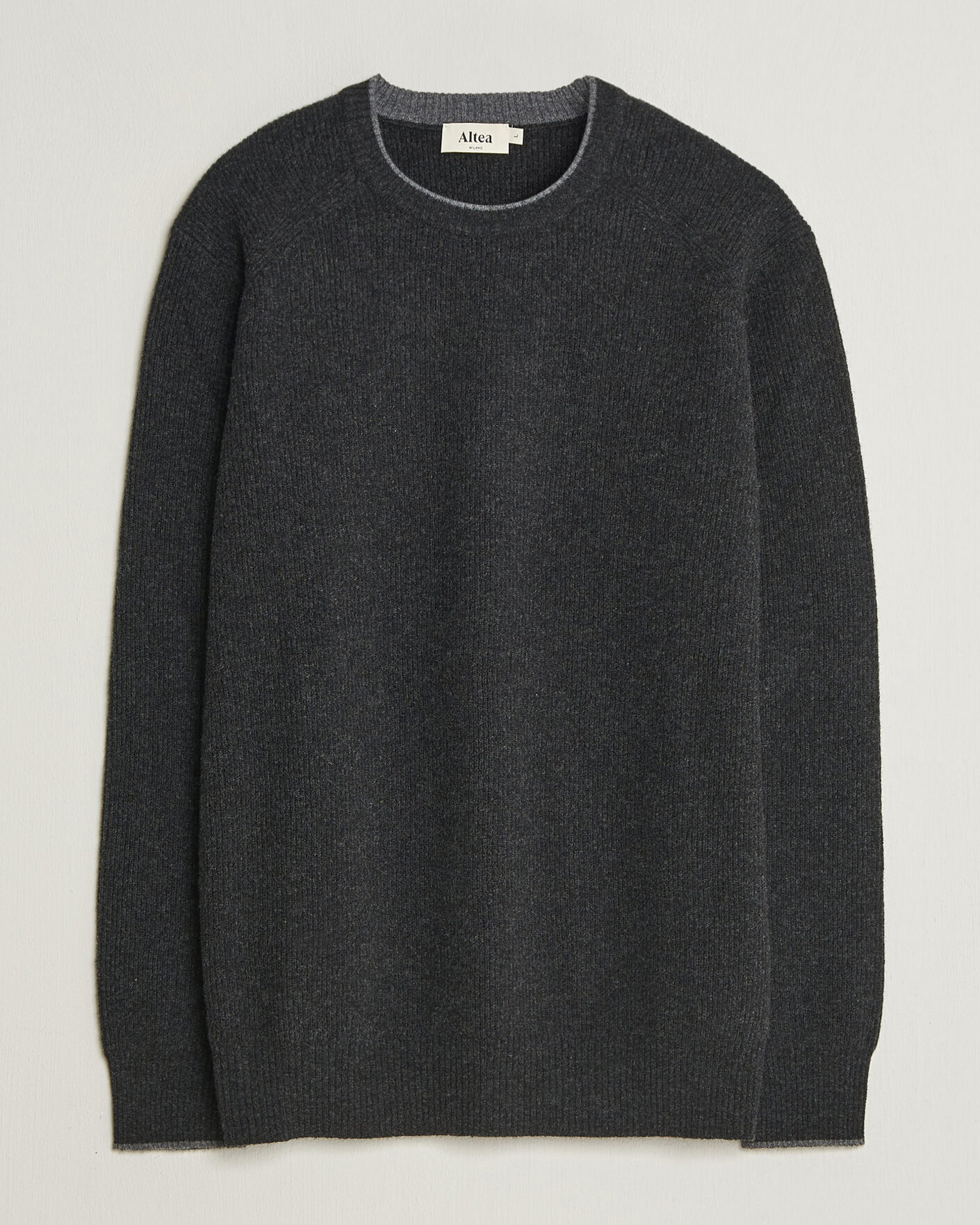 Mies | Puserot | Altea | Rib Wool Raglan Sweater Charcoal