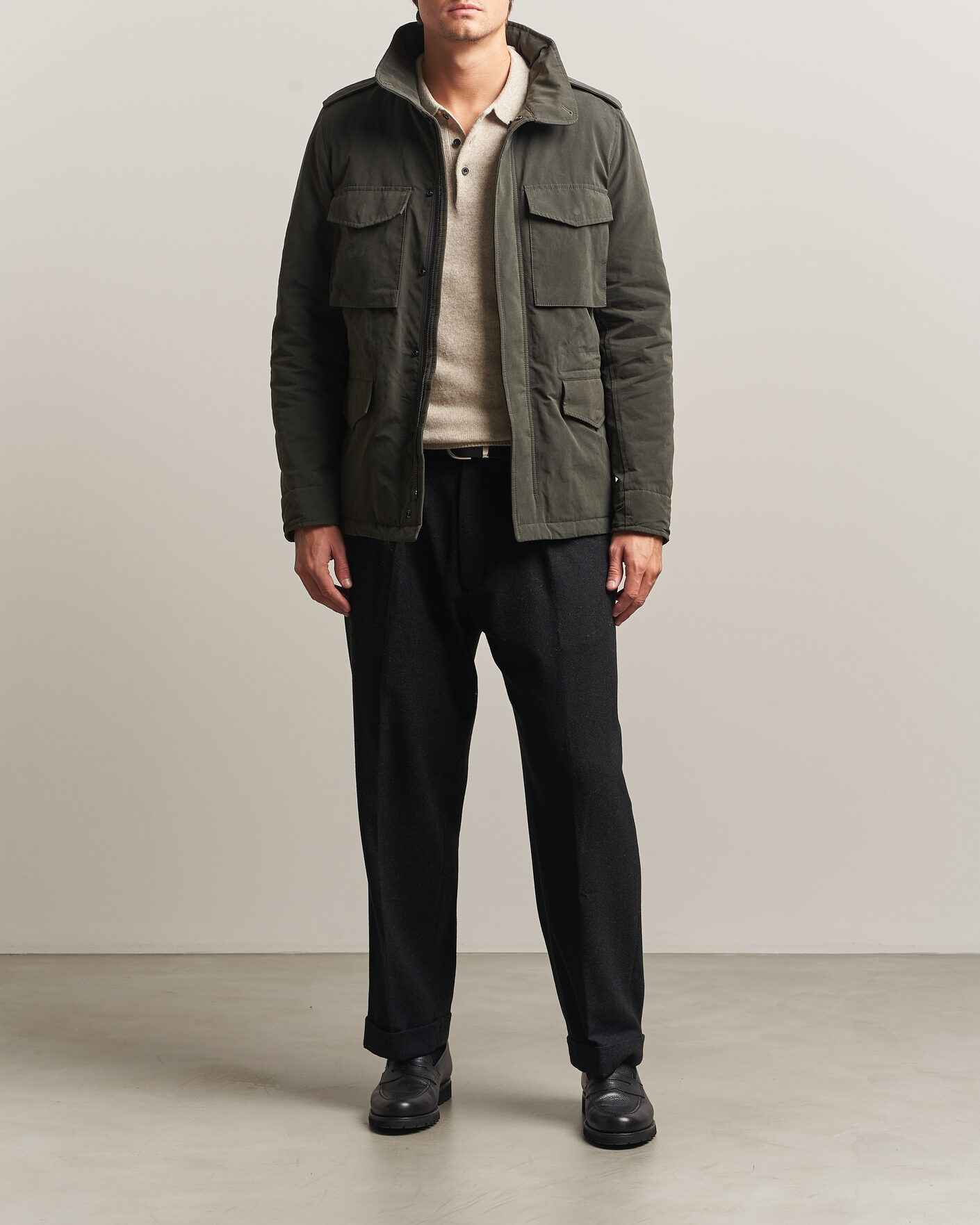 Mies | Takit | Aspesi | Lined Cotton Field Jacket Grey
