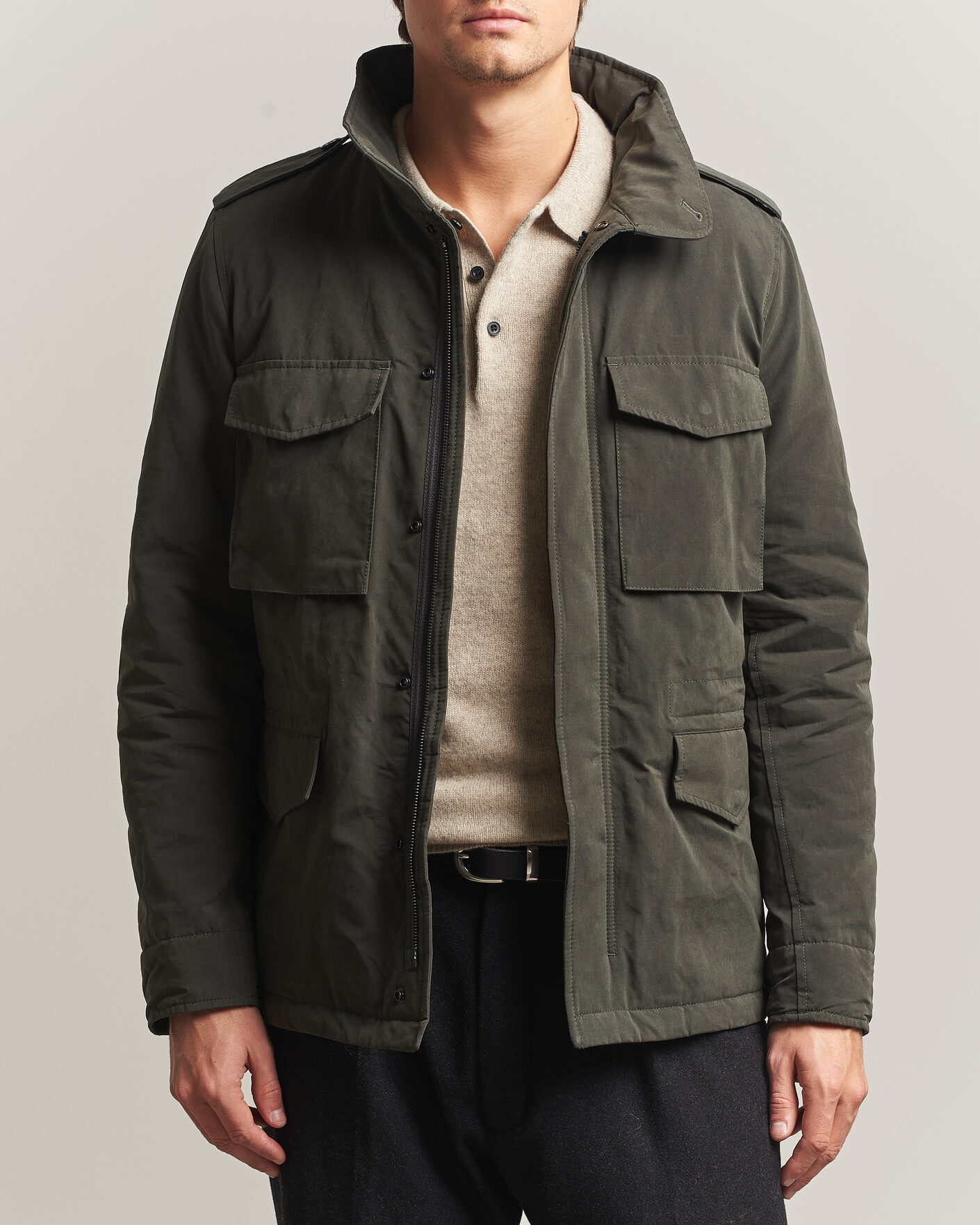 Mies | Takit | Aspesi | Lined Cotton Field Jacket Grey