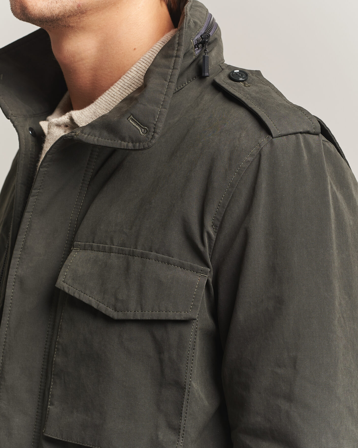 Mies | Takit | Aspesi | Lined Cotton Field Jacket Grey