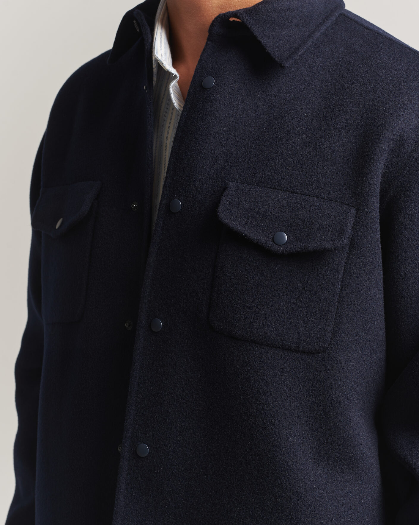 Mies | Takit | Aspesi | Double Wool Shirt Jacket Navy