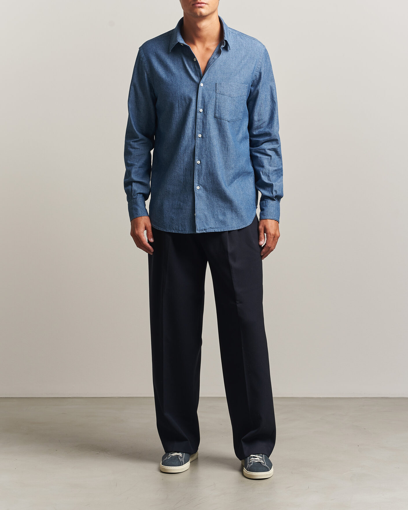Mies | Kauluspaidat | Aspesi | Chambray Shirt Blue Denim