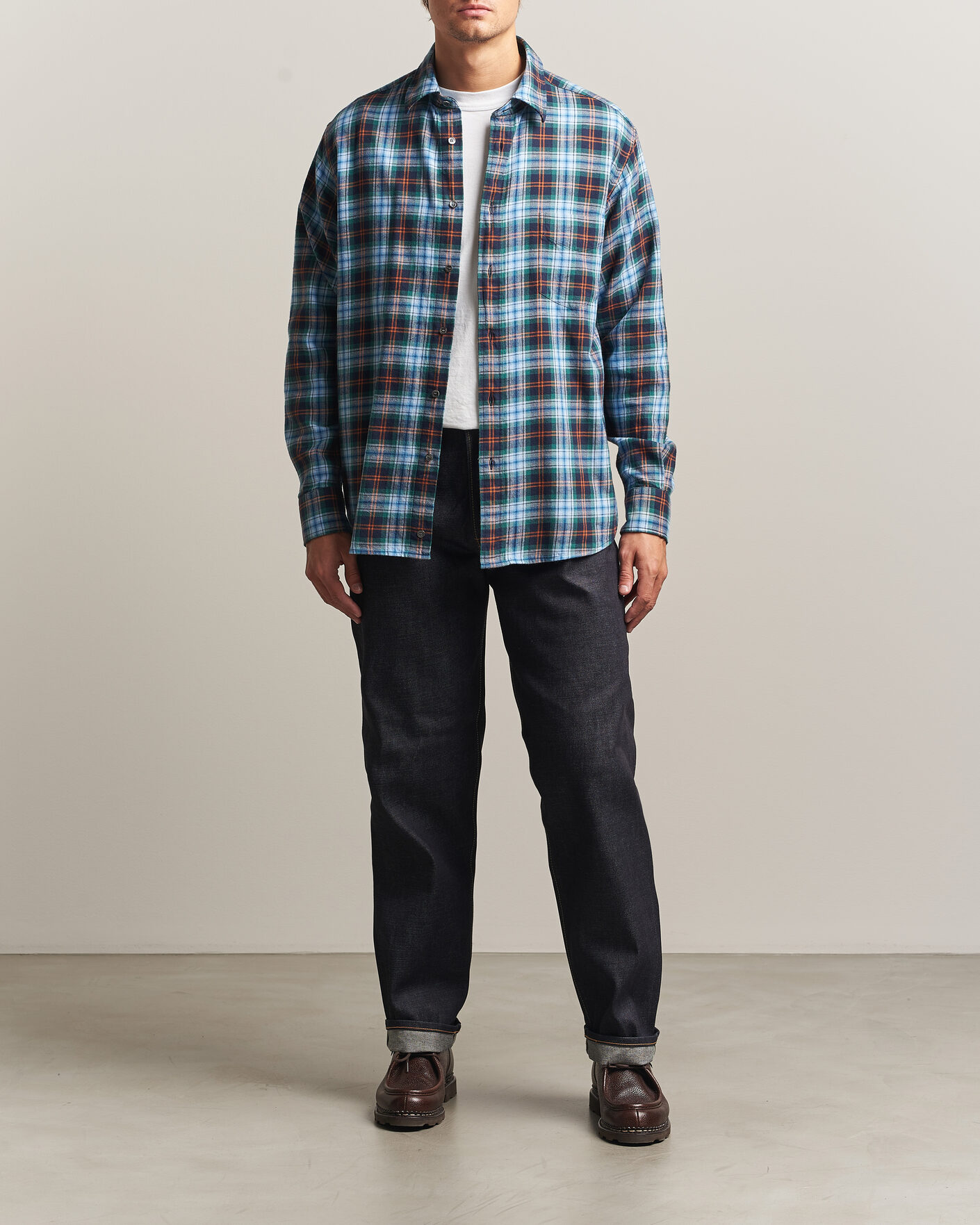 Mies | Kauluspaidat | Aspesi | Flannel Shirt Blue Check