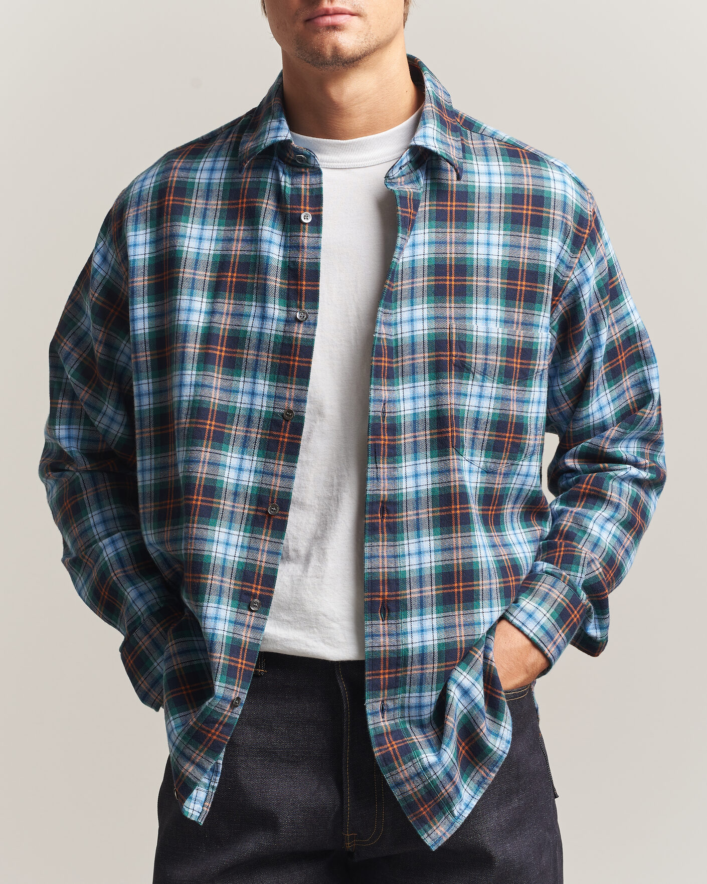 Mies | Kauluspaidat | Aspesi | Flannel Shirt Blue Check