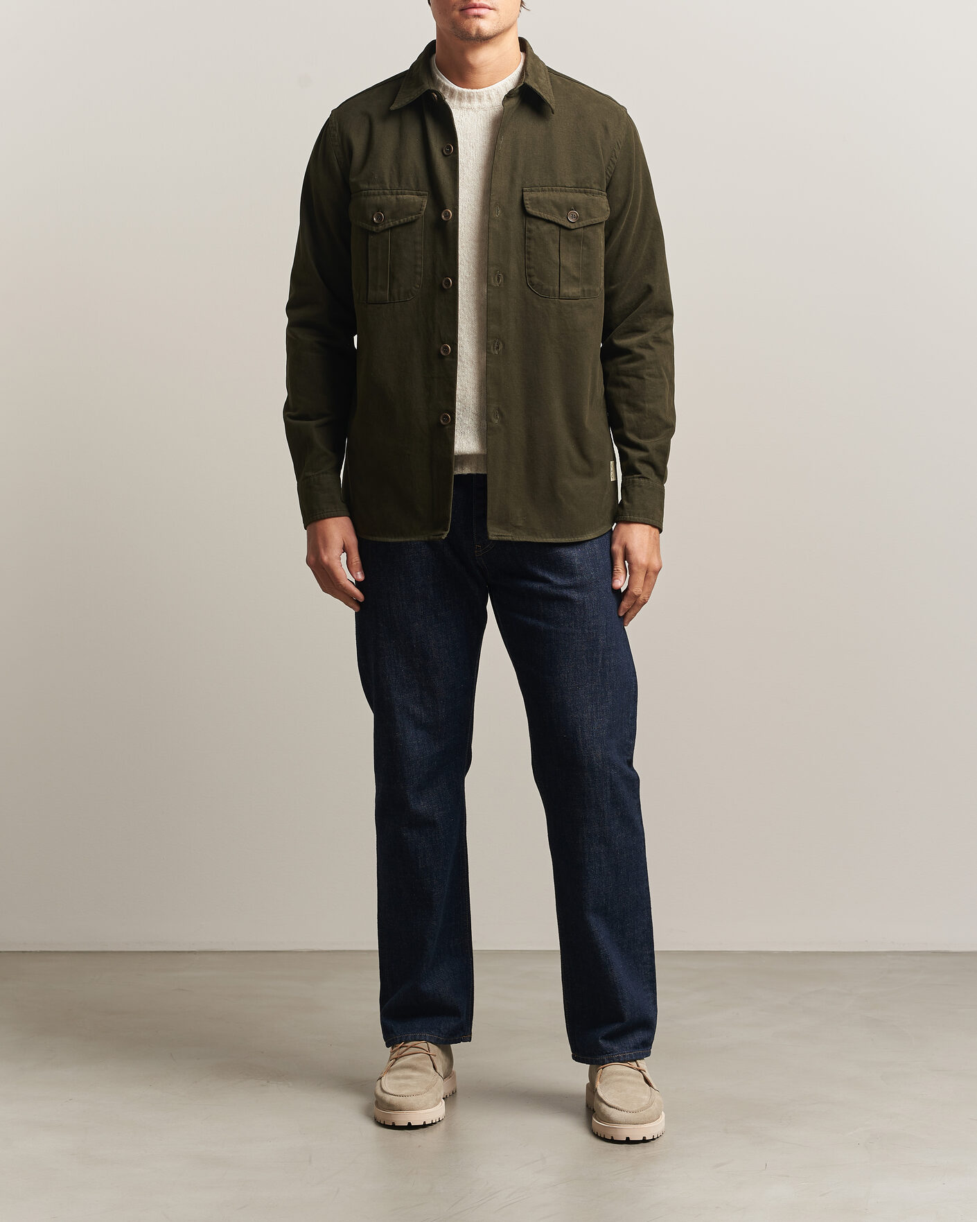 Mies | Kauluspaidat | Aspesi | Twill Cotton Overshirt Military
