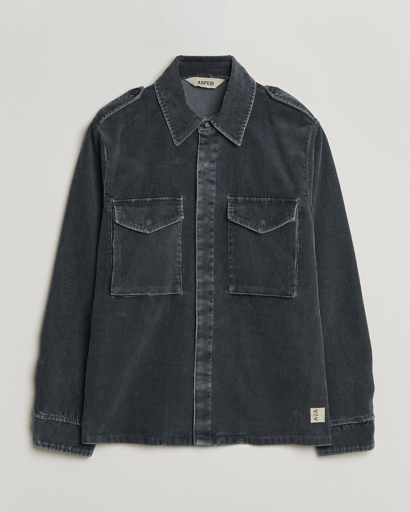 Mies | Kauluspaidat | Aspesi | Double Pocket Corduroy Overshirt Washed Black
