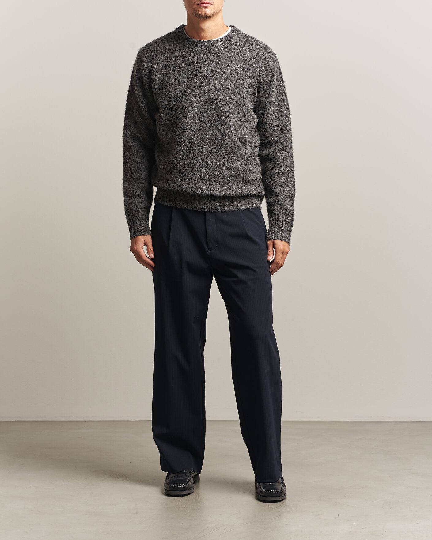 Mies | Puserot | Aspesi | Brushed Shetland Sweater Grey Melange