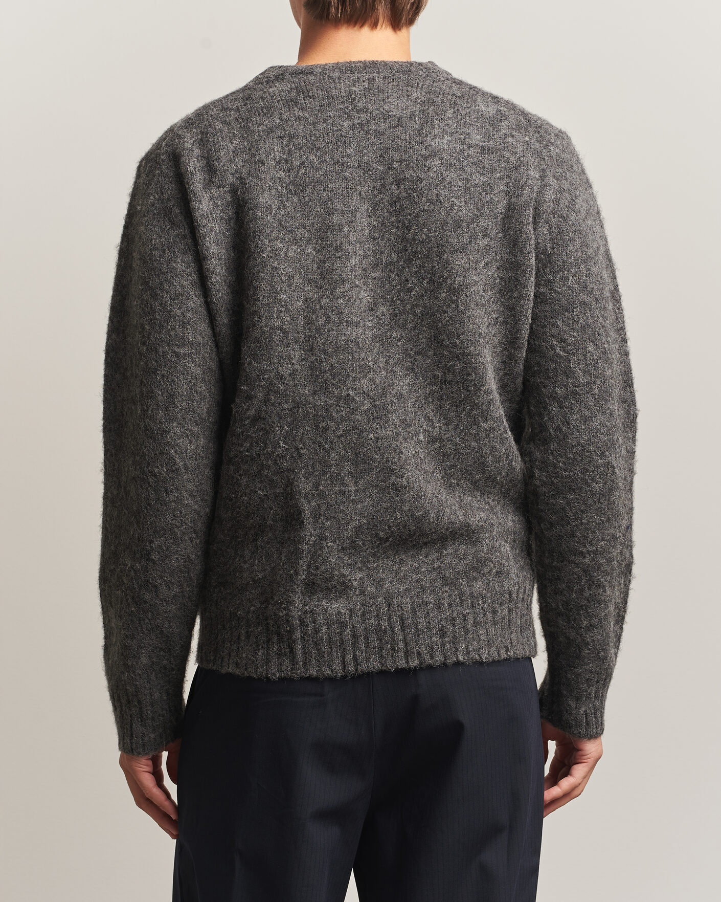 Mies | Puserot | Aspesi | Brushed Shetland Sweater Grey Melange