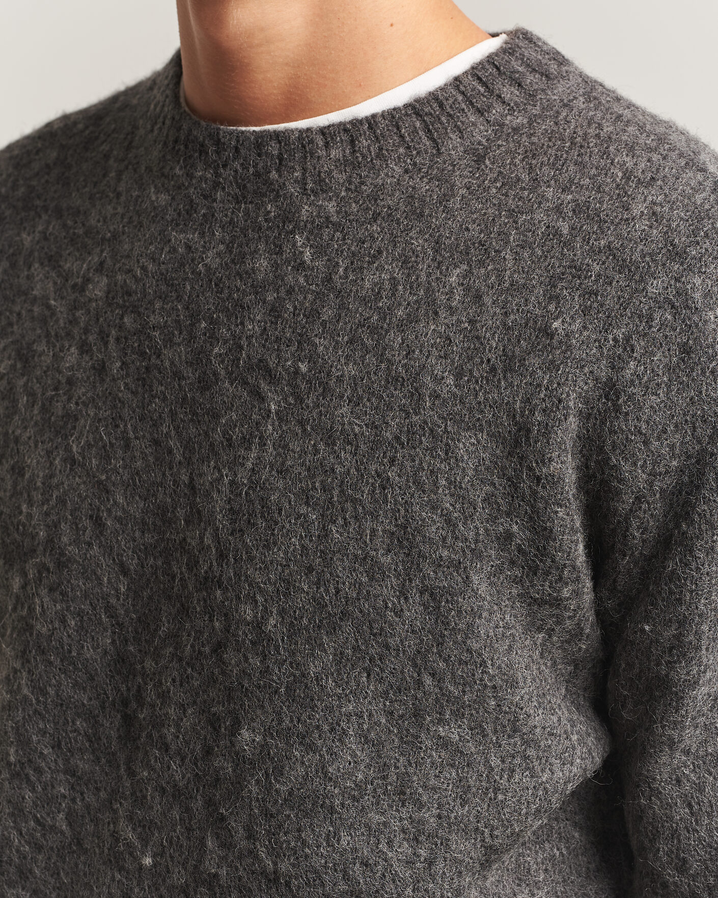Mies | Puserot | Aspesi | Brushed Shetland Sweater Grey Melange