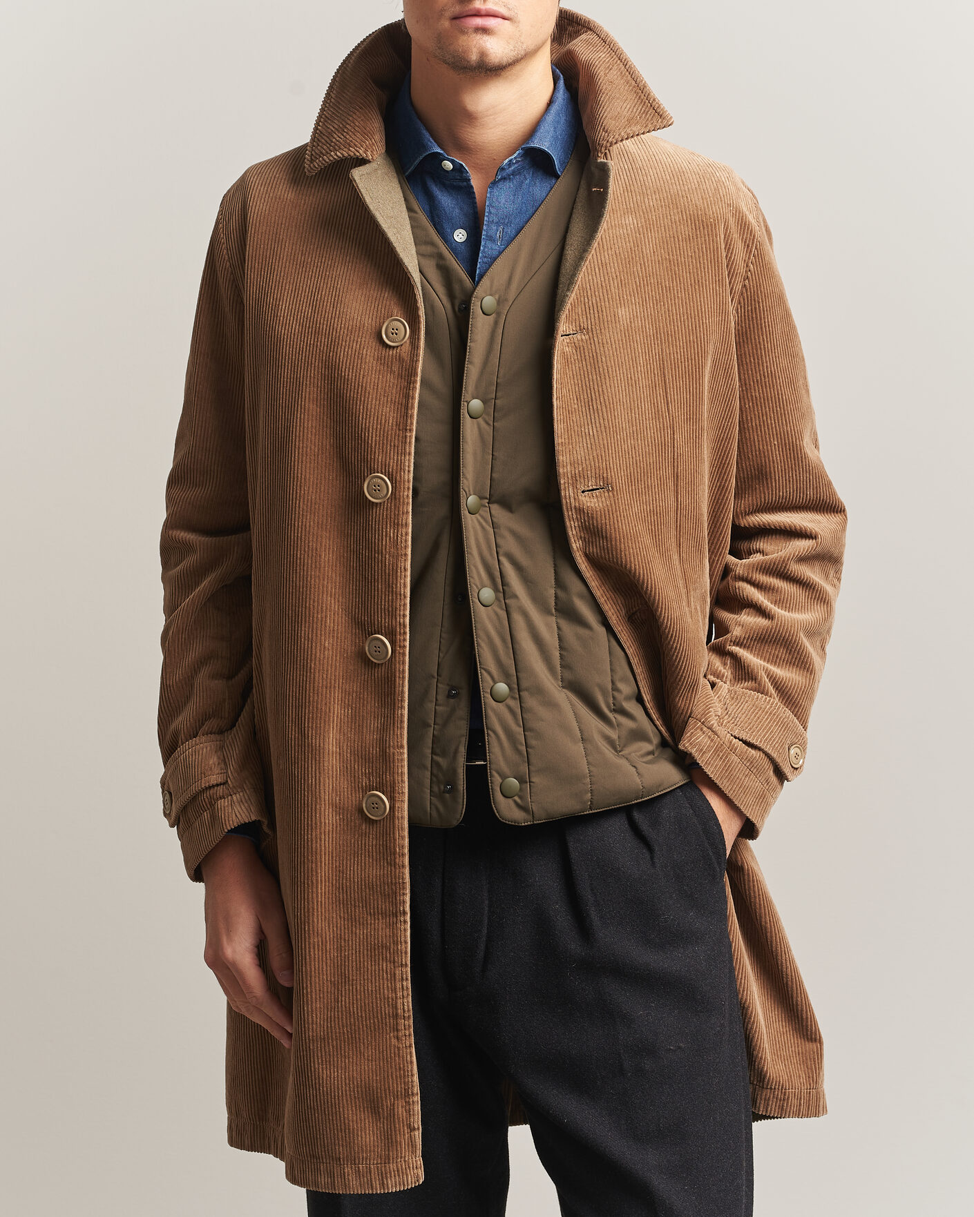 Mies | Takit | Aspesi | Corduroy Raglan Coat Beige