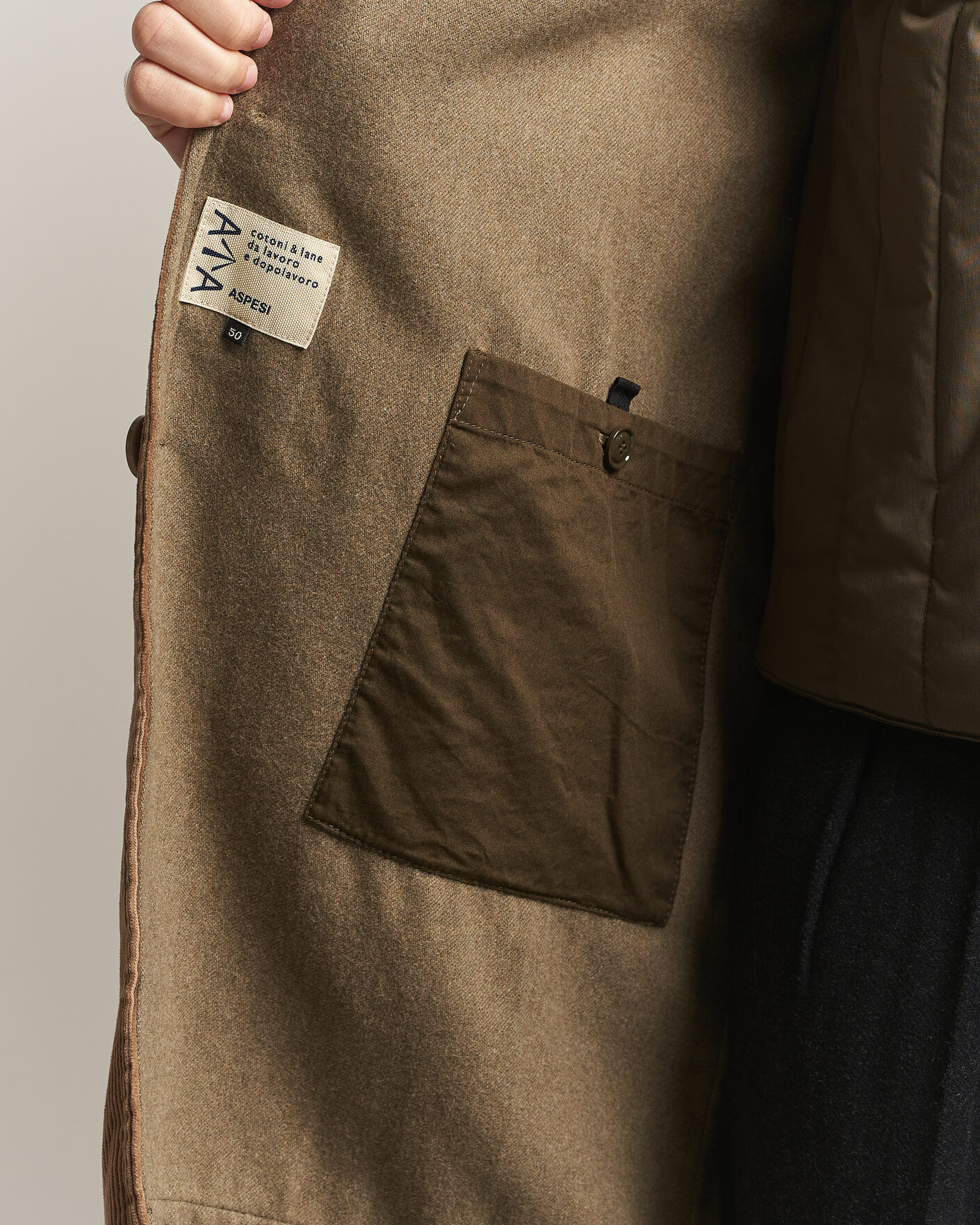 Mies | Takit | Aspesi | Corduroy Raglan Coat Beige