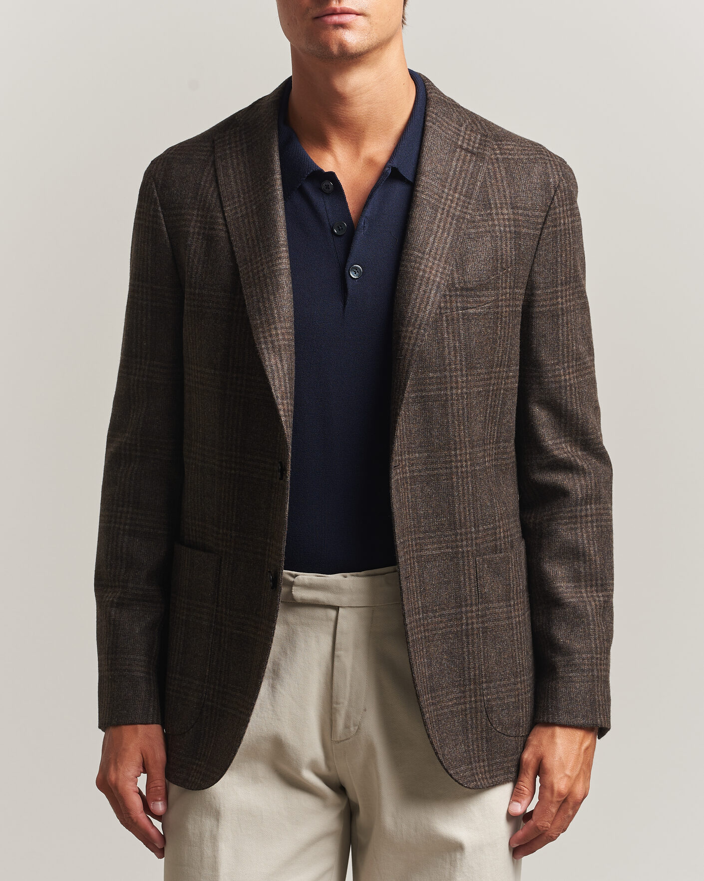Mies | Pikkutakit | Boglioli | K Jacket Wool Check Blazer Dark Brown