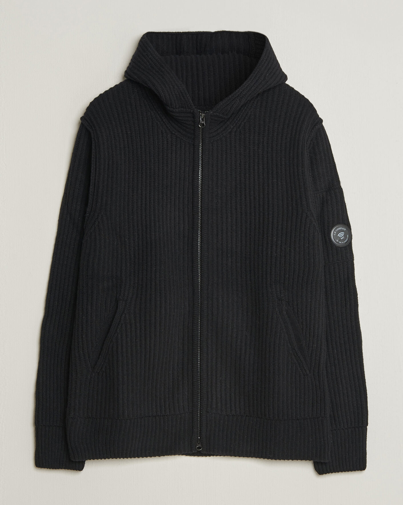Mies | Puserot | C.P. Company | Heavy Lambswool Hood Zip Black