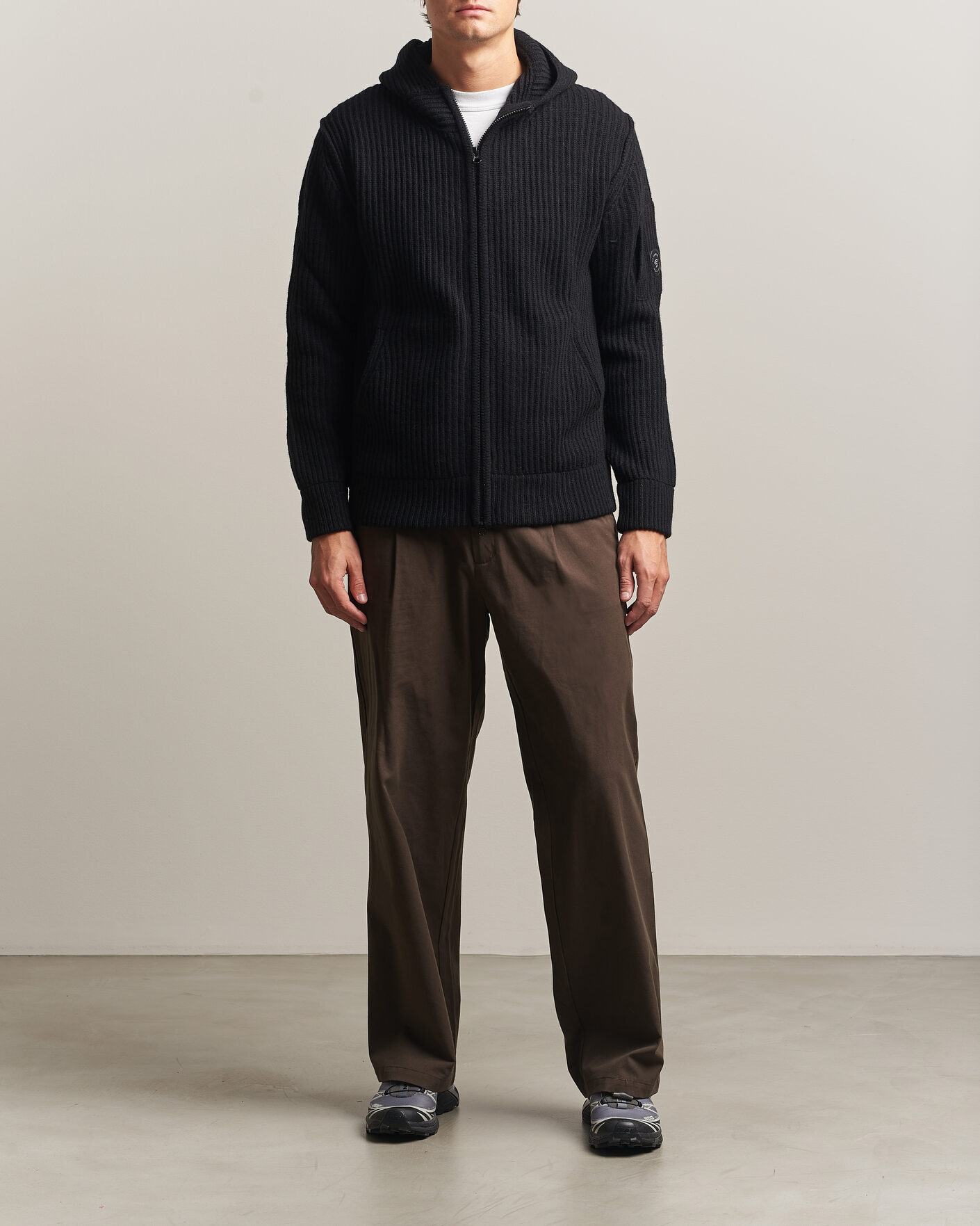 Mies | Puserot | C.P. Company | Heavy Lambswool Hood Zip Black