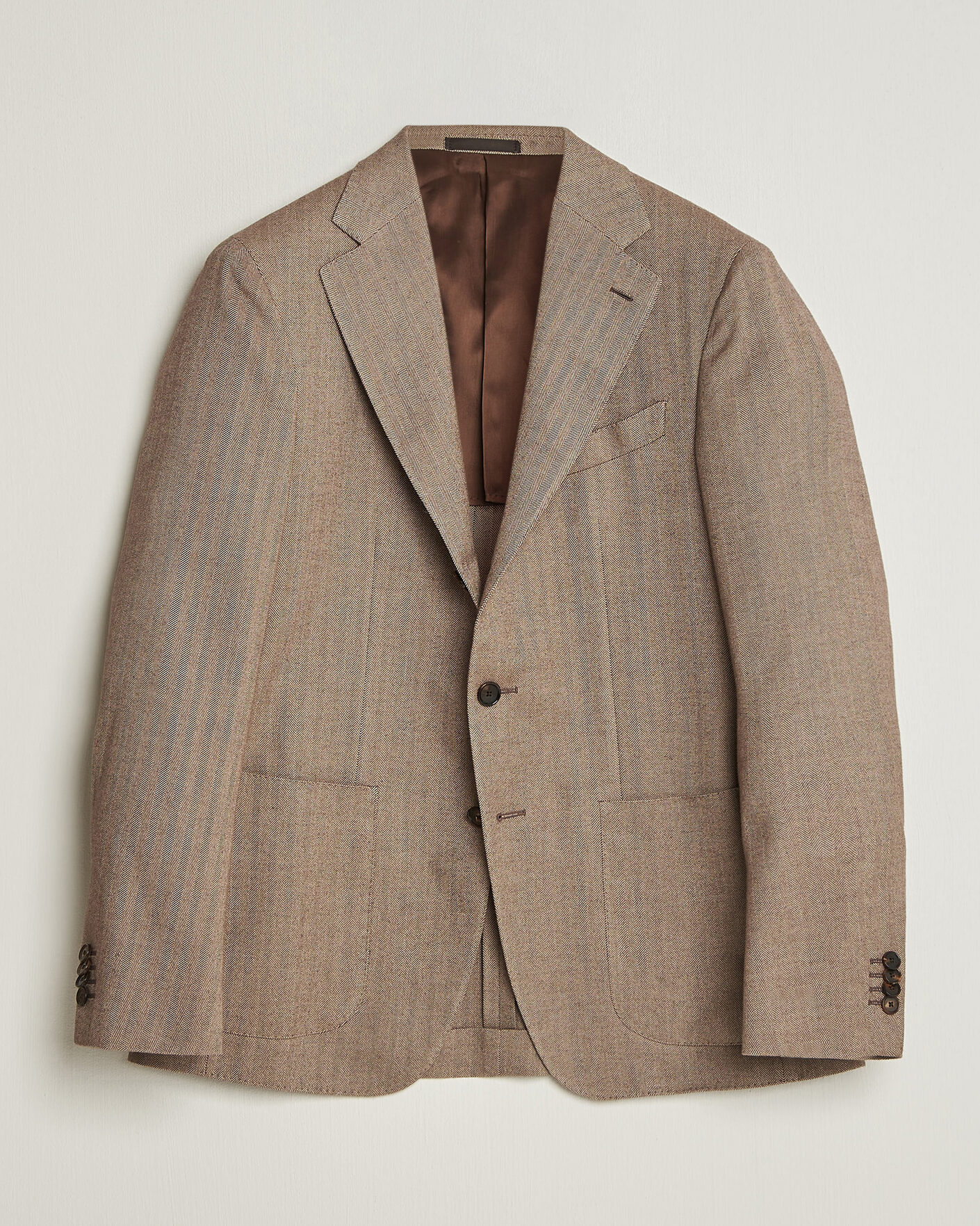 Mies | Pikkutakit | Caruso | Aida Herringbone Cotton Flannel Blazer Beige