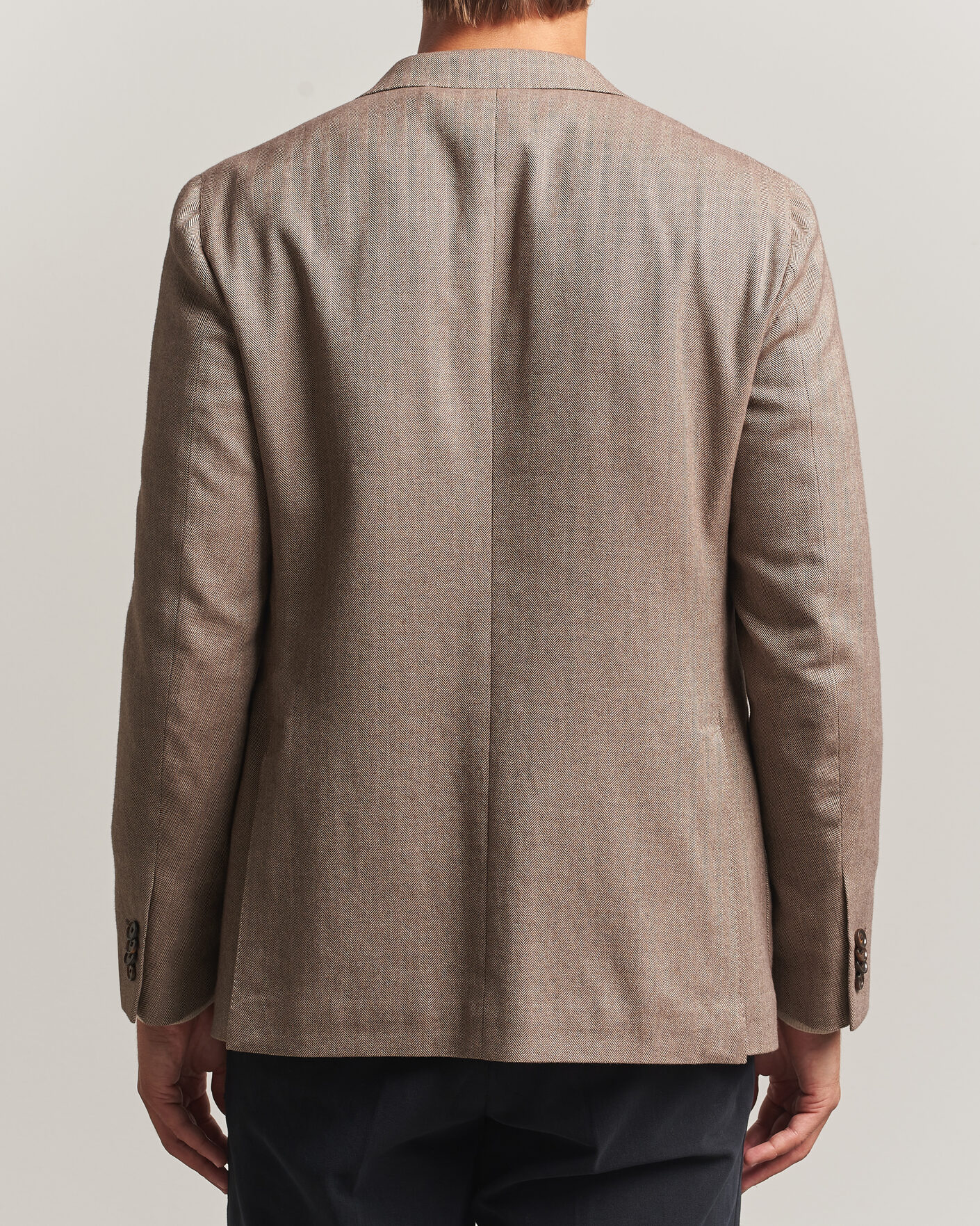 Mies | Pikkutakit | Caruso | Aida Herringbone Cotton Flannel Blazer Beige