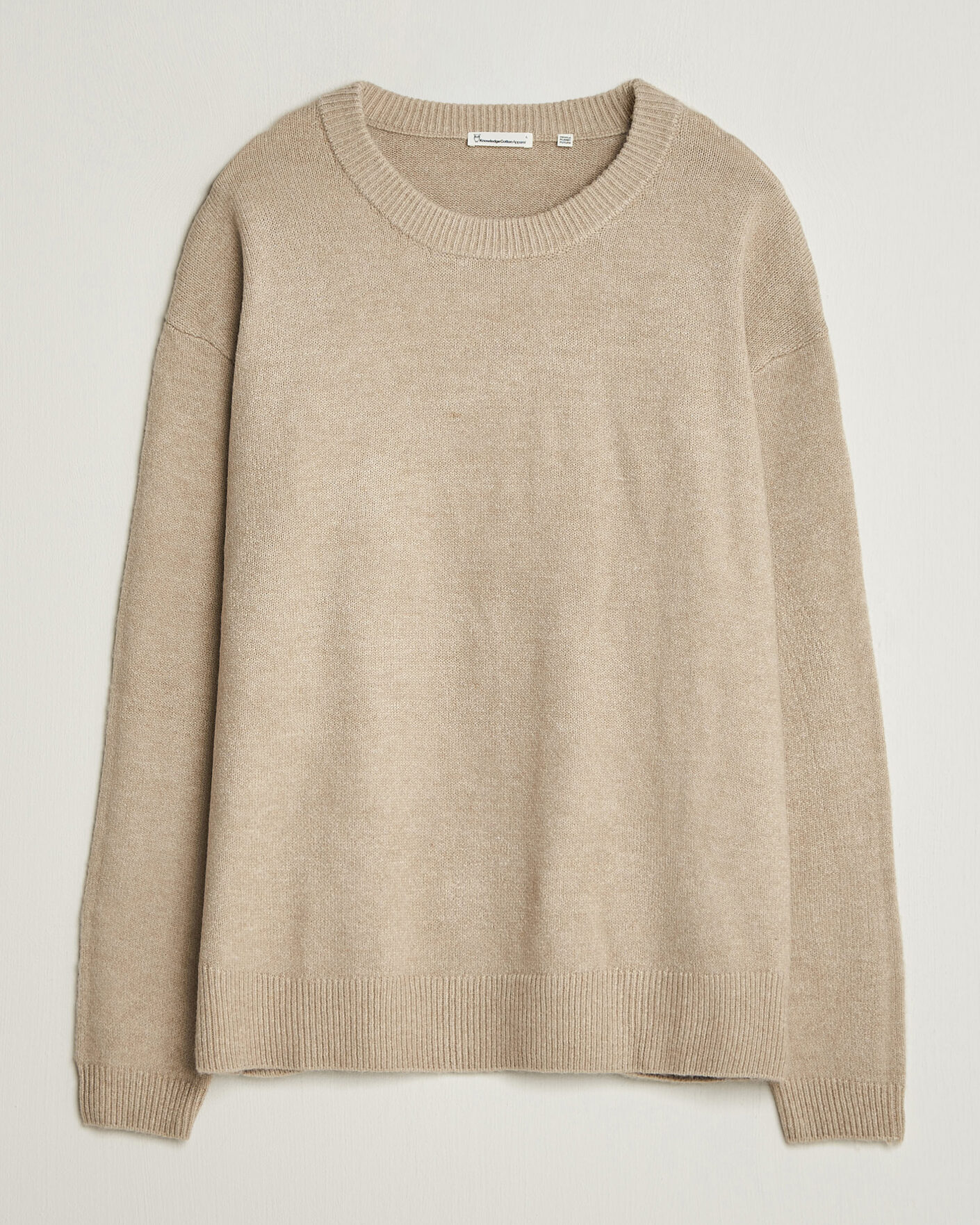 Mies | Puserot | KnowledgeCotton Apparel | Knitted Crewneck Feather Grey