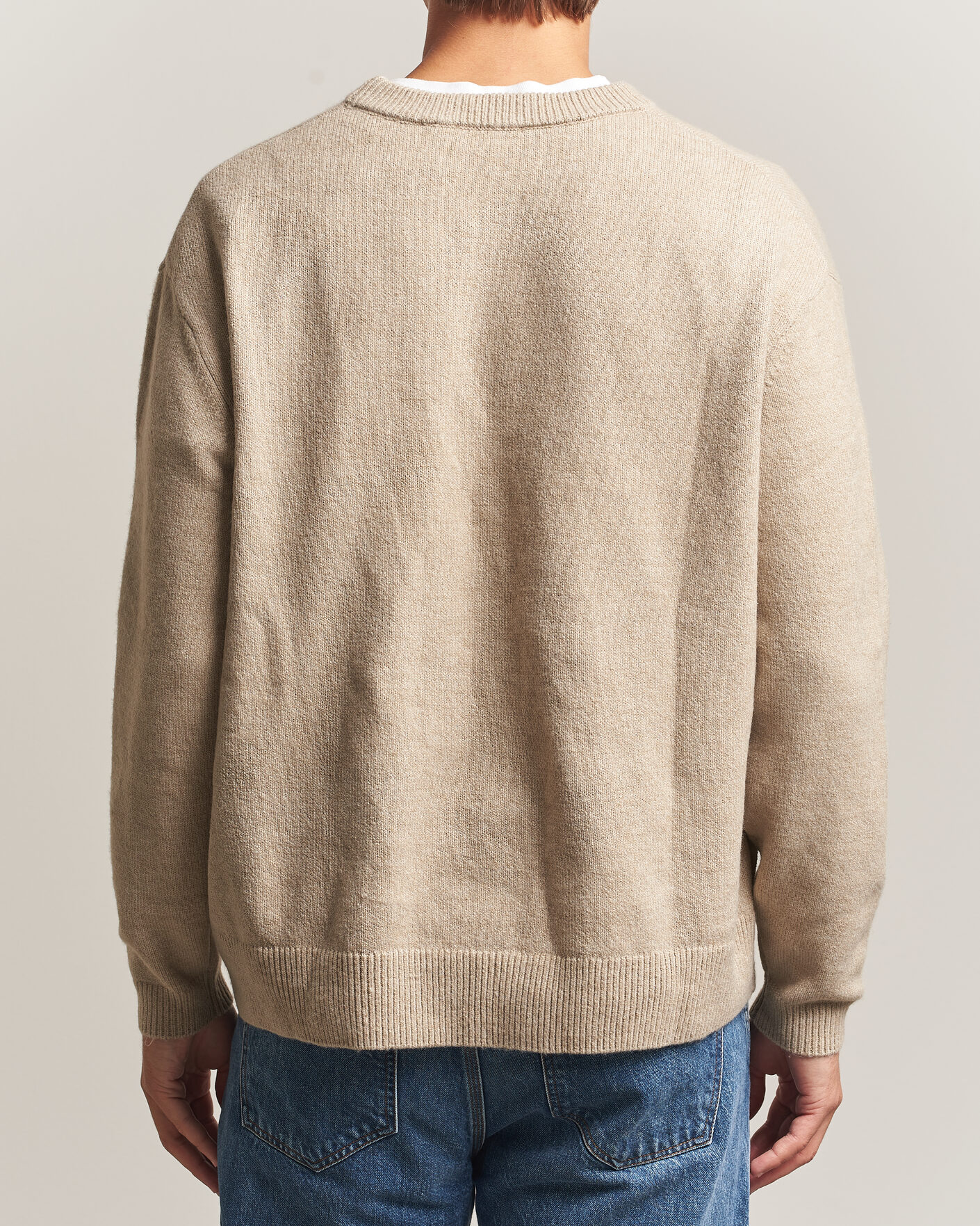 Mies | Puserot | KnowledgeCotton Apparel | Knitted Crewneck Feather Grey