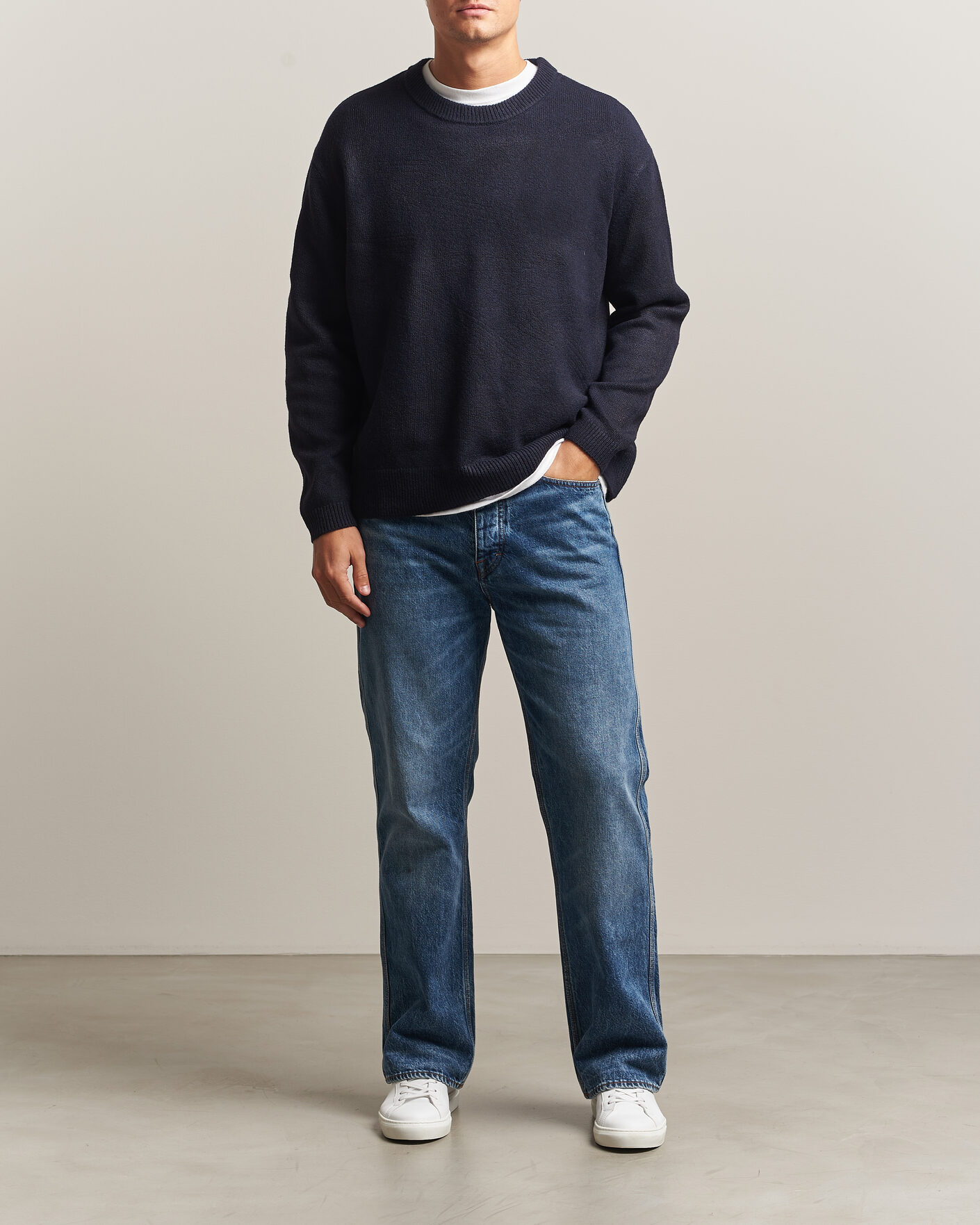 Mies | Puserot | KnowledgeCotton Apparel | Knitted Crewneck Night Sky
