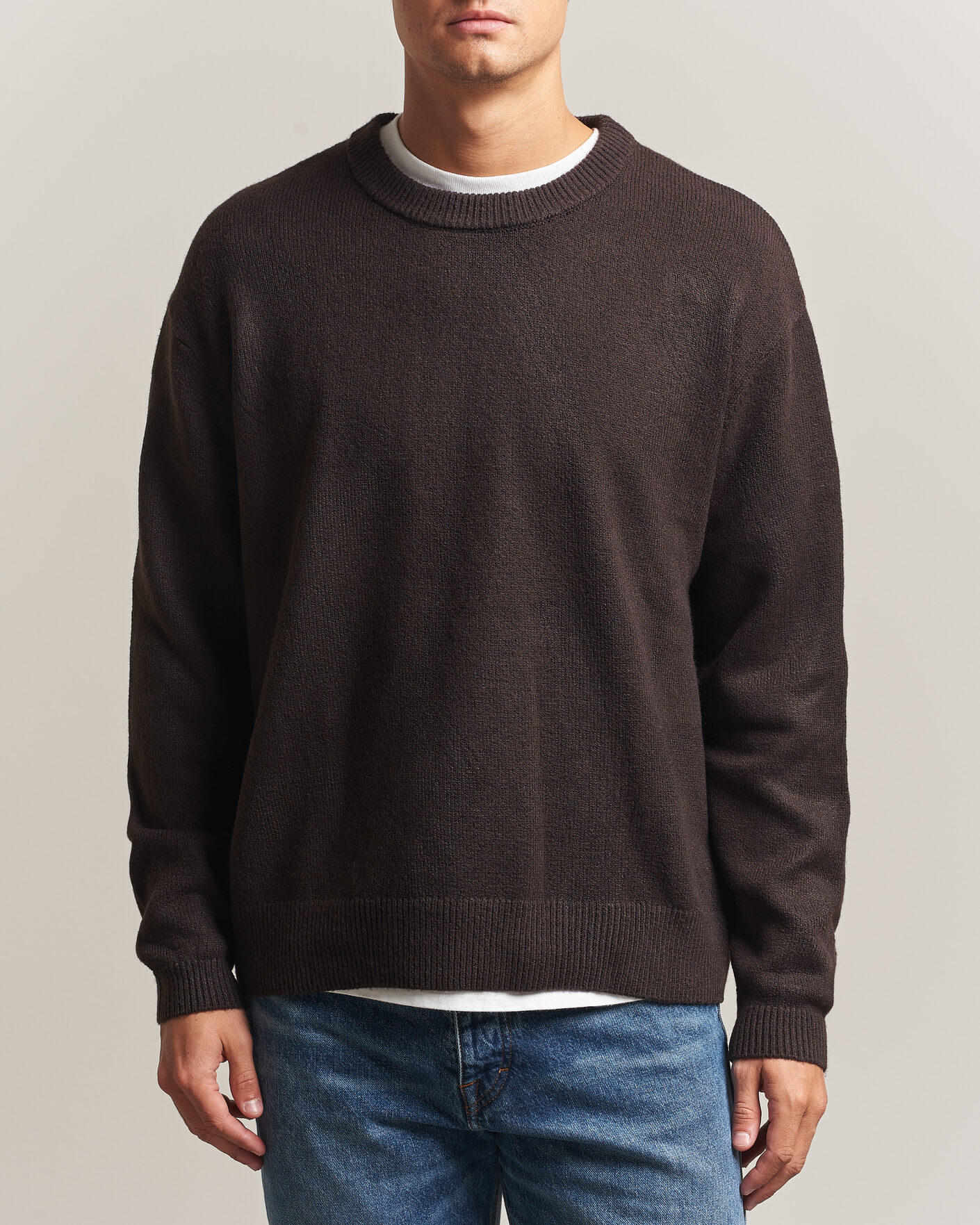 Mies | Puserot | KnowledgeCotton Apparel | Knitted Crewneck Chocolate Tort