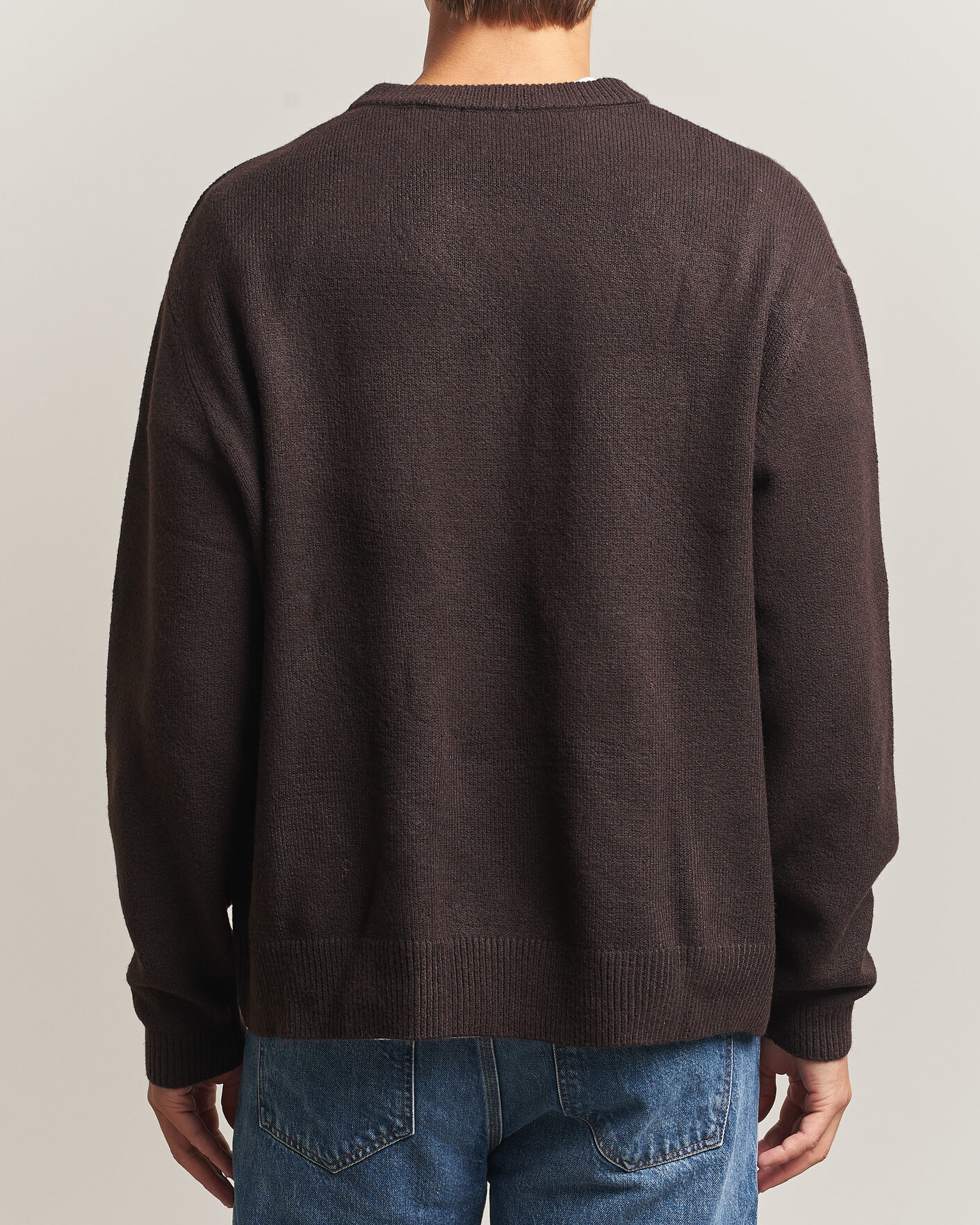 Mies | Puserot | KnowledgeCotton Apparel | Knitted Crewneck Chocolate Tort