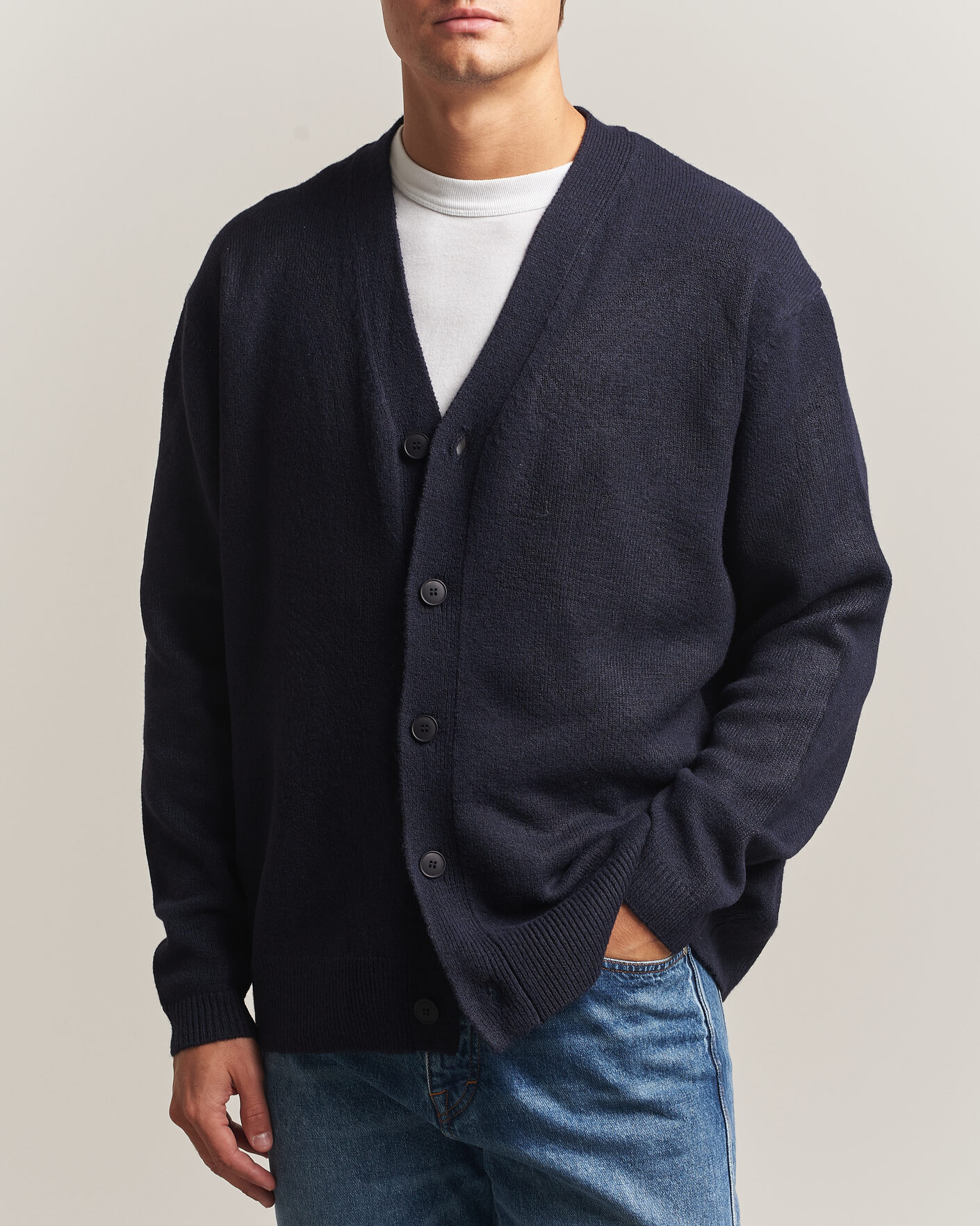 Mies | Puserot | KnowledgeCotton Apparel | Knitted Cardigan Night Sky
