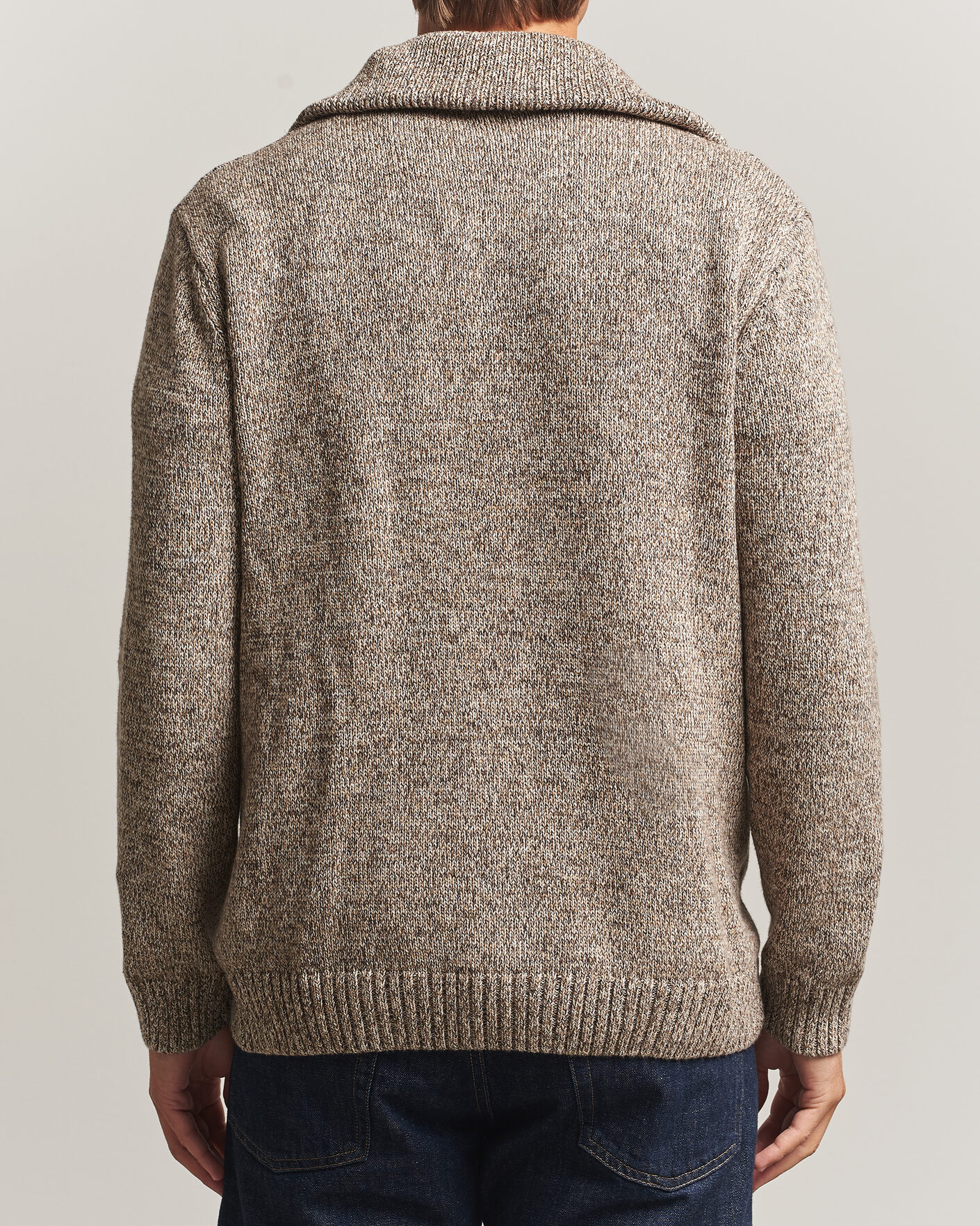Mies | Puserot | KnowledgeCotton Apparel | Heavy Knitted Half Zip Brown