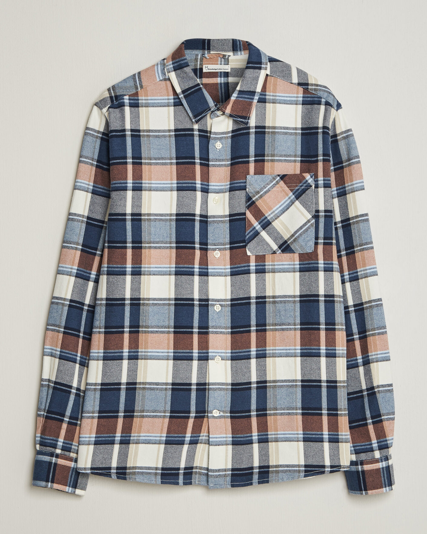 Mies | Kauluspaidat | KnowledgeCotton Apparel | Regular Fit Check Melange Flannel Shirt Navy
