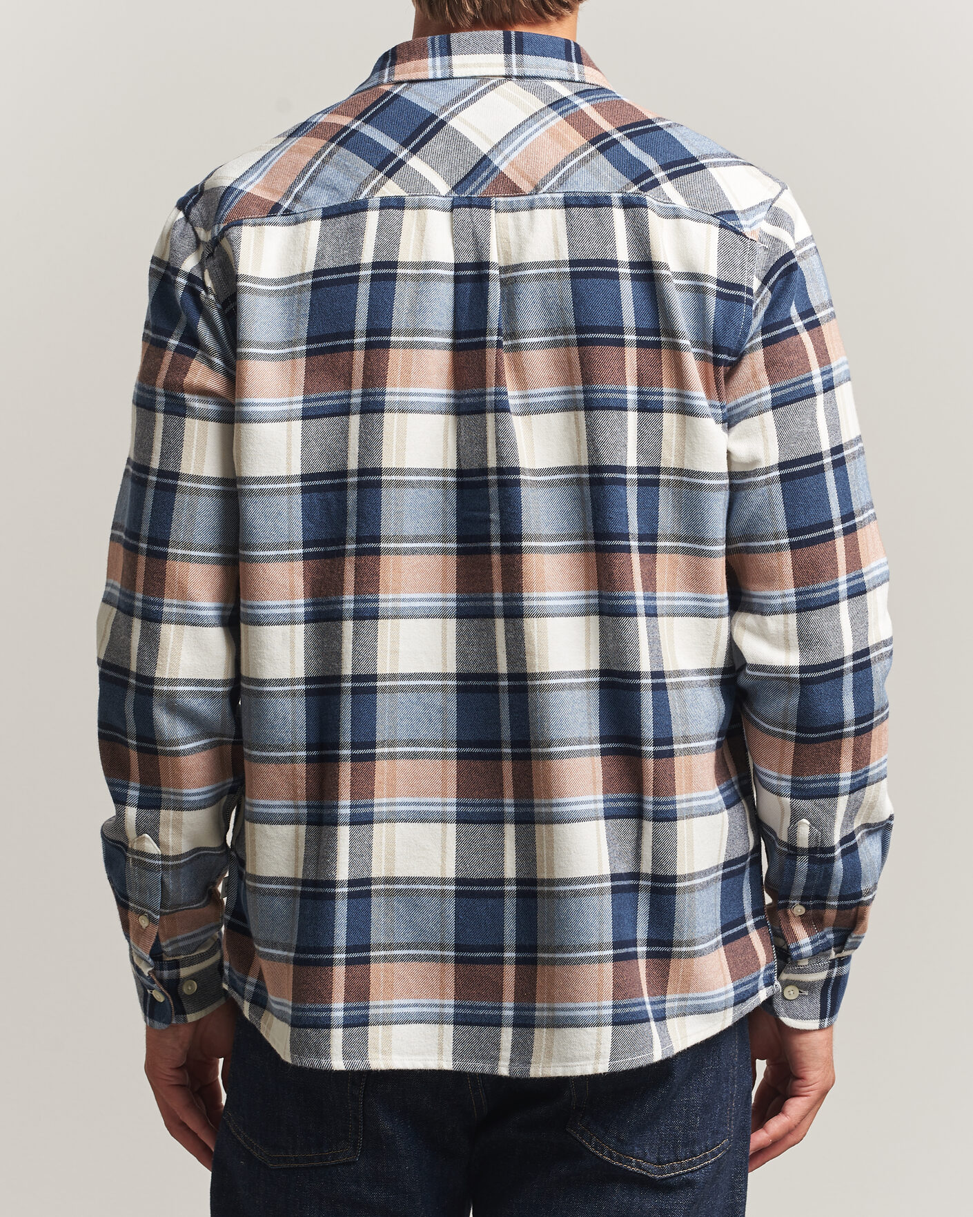 Mies | Kauluspaidat | KnowledgeCotton Apparel | Regular Fit Check Melange Flannel Shirt Navy