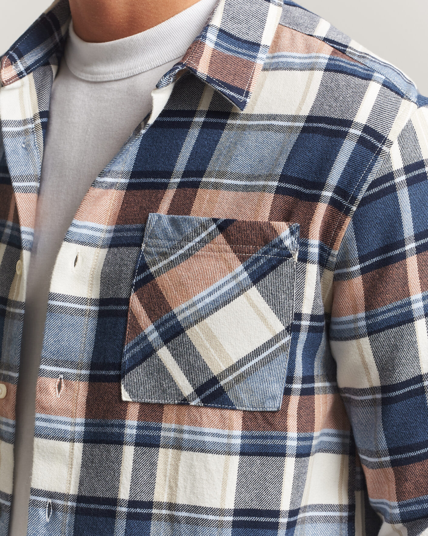 Mies | Kauluspaidat | KnowledgeCotton Apparel | Regular Fit Check Melange Flannel Shirt Navy