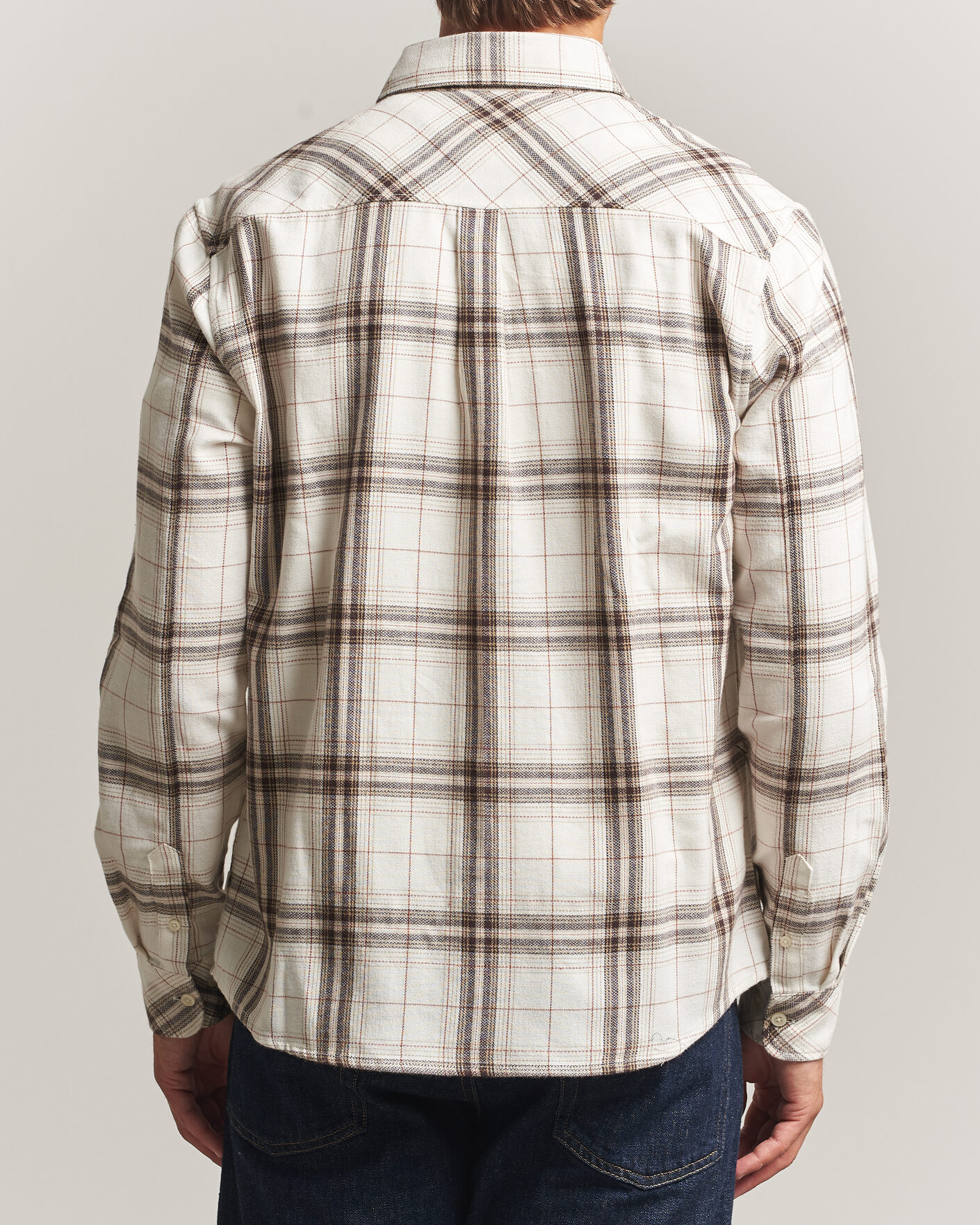 Mies | Kauluspaidat | KnowledgeCotton Apparel | Regular Fit Check Melange Flannel Shirt Cream