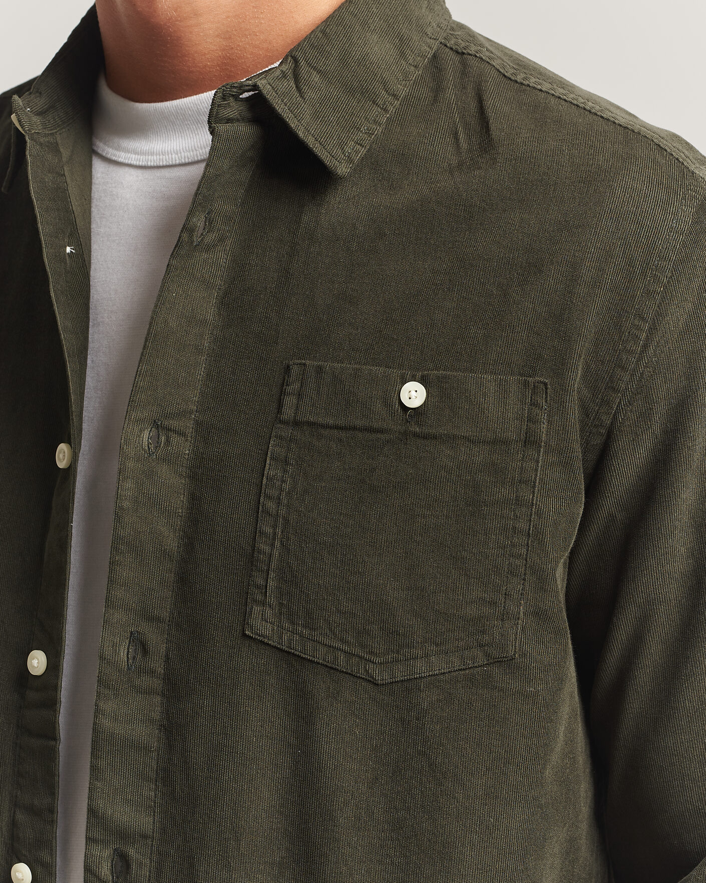 Mies | Kauluspaidat | KnowledgeCotton Apparel | Regular Fit Cord Shirt Forest Night