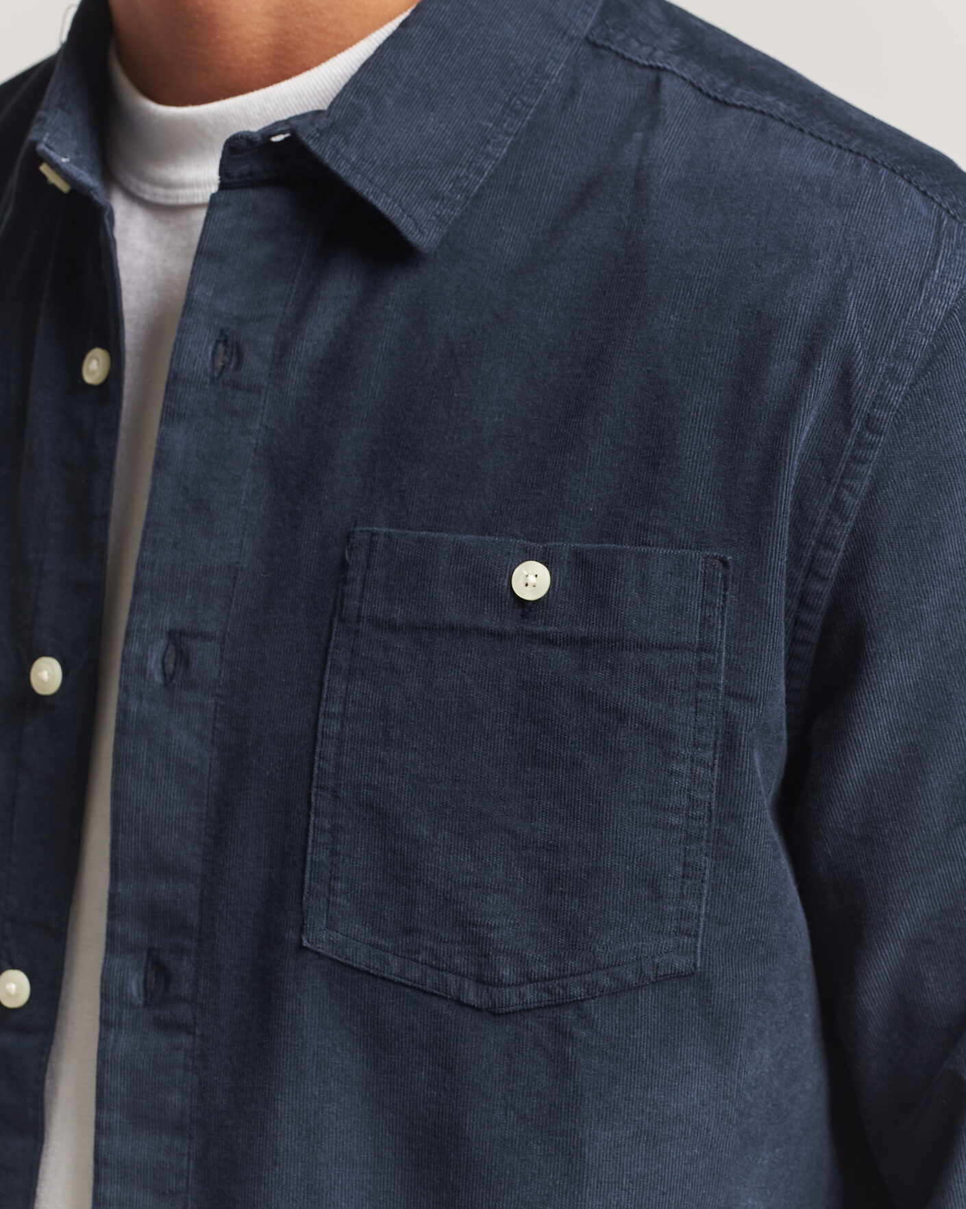 Mies | Kauluspaidat | KnowledgeCotton Apparel | Regular Fit Cord Shirt Night Sky