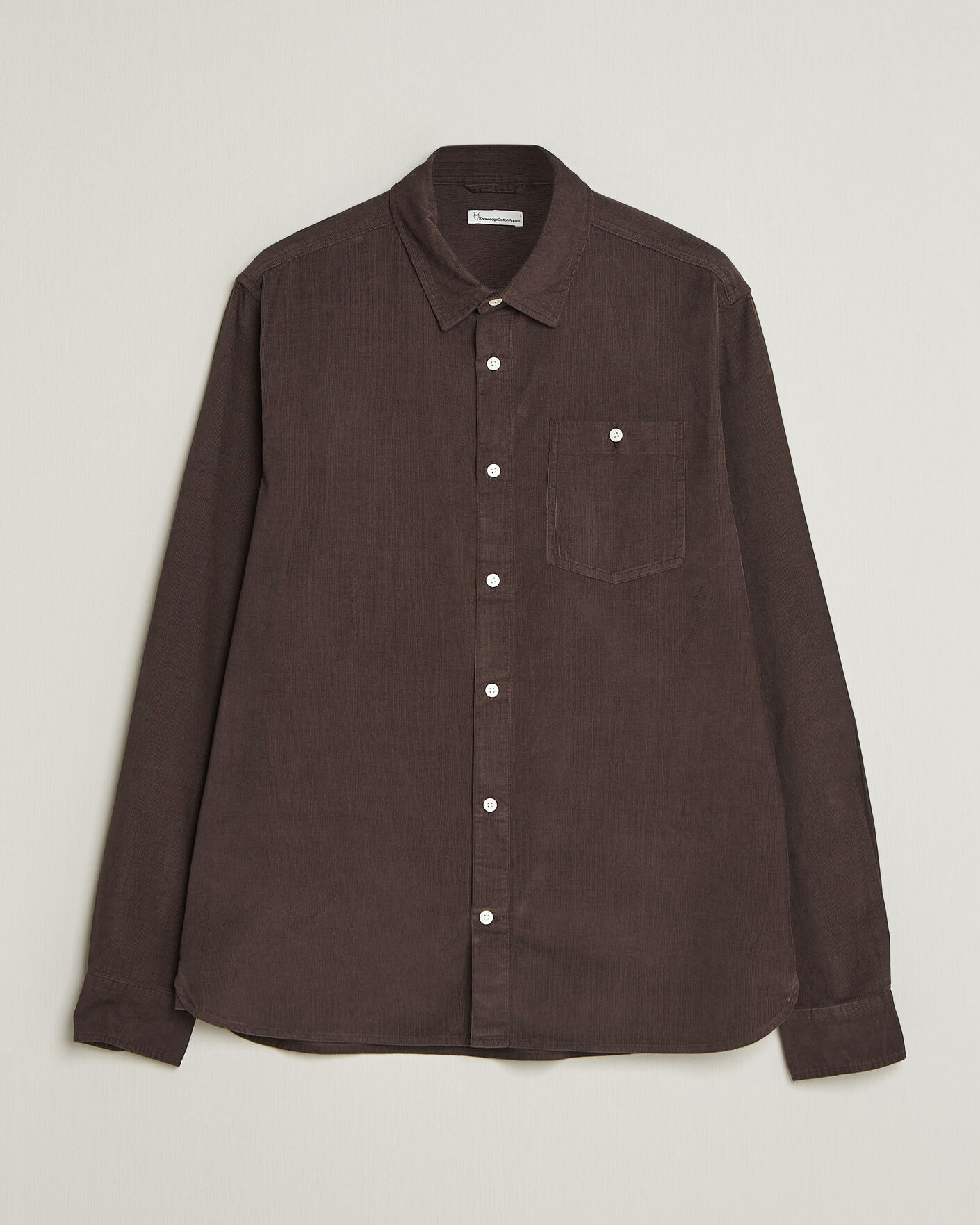 Mies | Kauluspaidat | KnowledgeCotton Apparel | Regular Fit Cord Shirt Chocolate