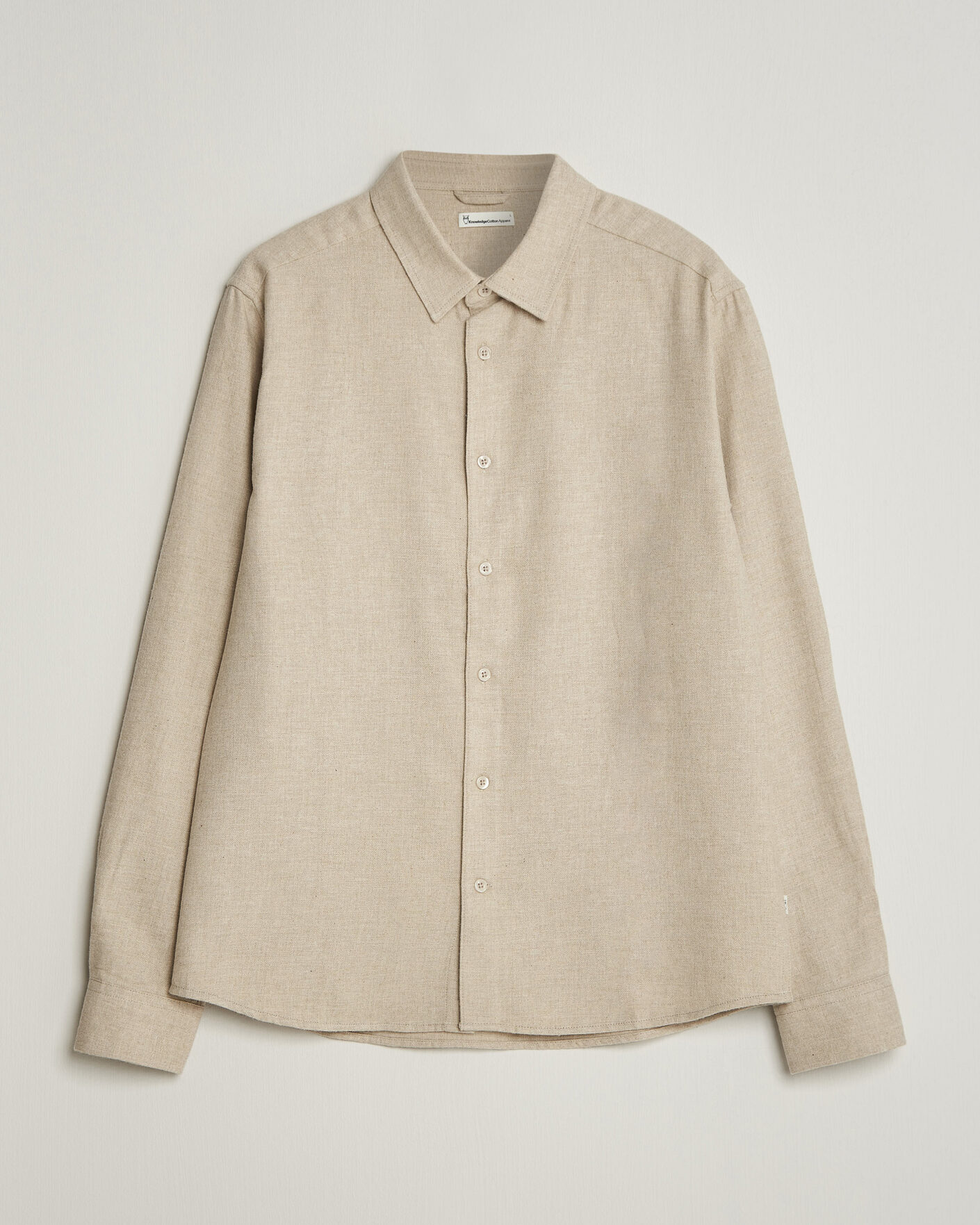 Mies | Kauluspaidat | KnowledgeCotton Apparel | Regular Fit Melange Flannel Shirt Feather Grey