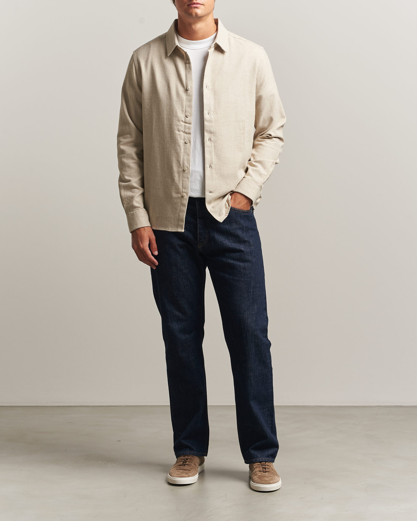 Mies | Kauluspaidat | KnowledgeCotton Apparel | Regular Fit Melange Flannel Shirt Feather Grey