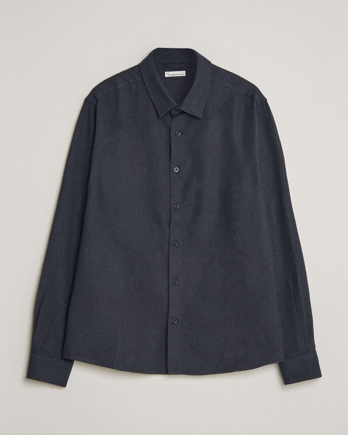 Mies | Kauluspaidat | KnowledgeCotton Apparel | Regular Fit Melange Flannel Shirt Navy