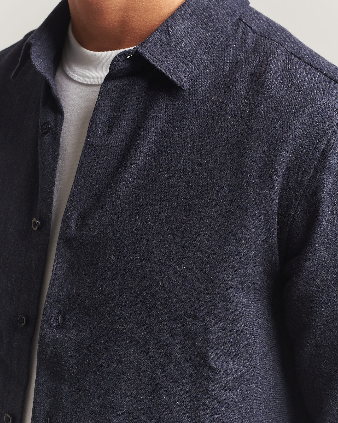 Mies | Kauluspaidat | KnowledgeCotton Apparel | Regular Fit Melange Flannel Shirt Navy