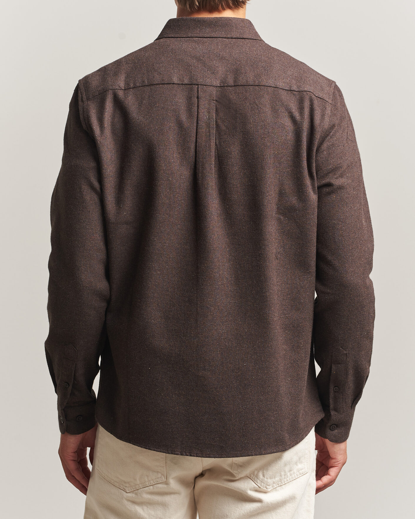 Mies | Kauluspaidat | KnowledgeCotton Apparel | Regular Fit Melange Flannel Shirt Chocolate