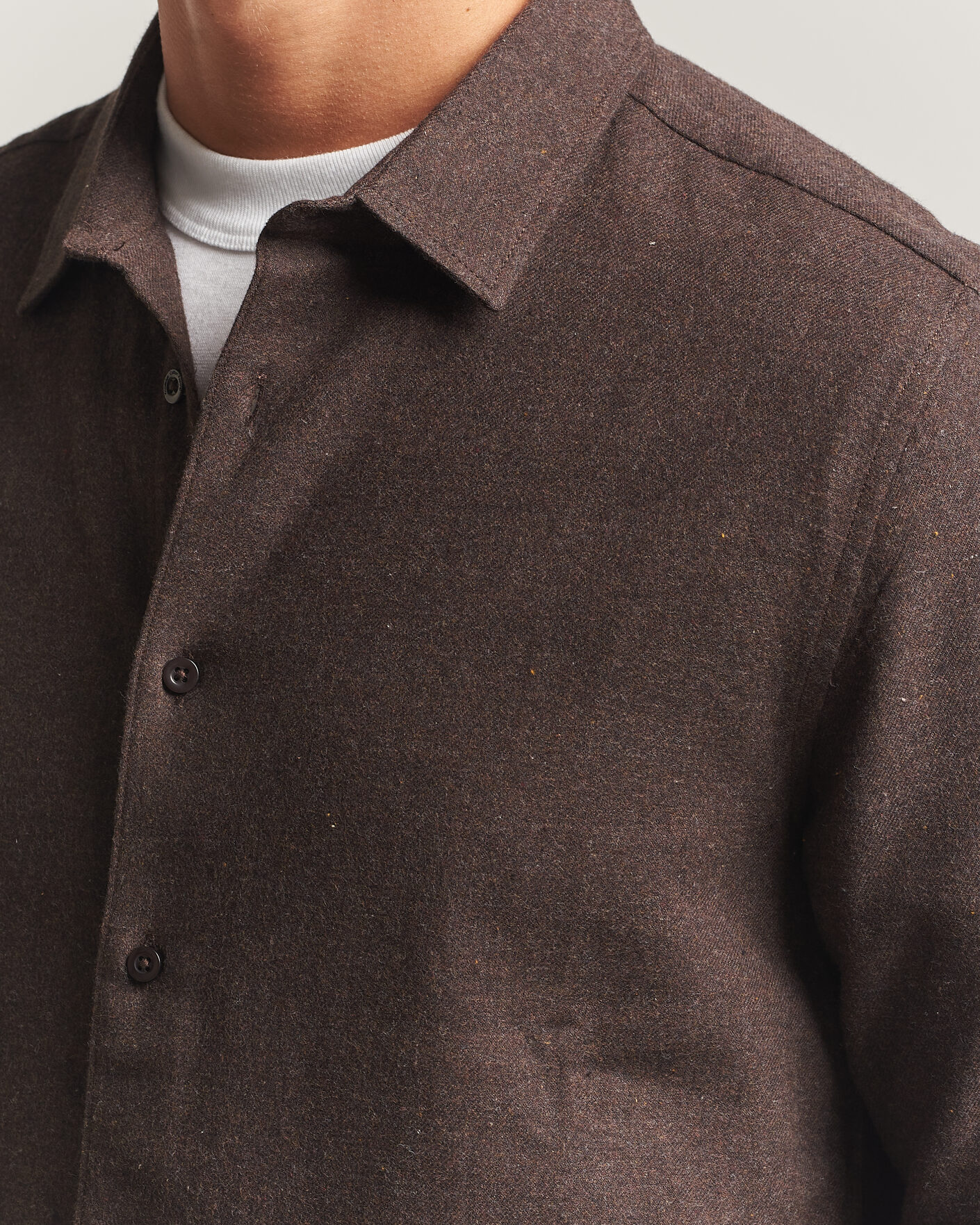 Mies | Kauluspaidat | KnowledgeCotton Apparel | Regular Fit Melange Flannel Shirt Chocolate