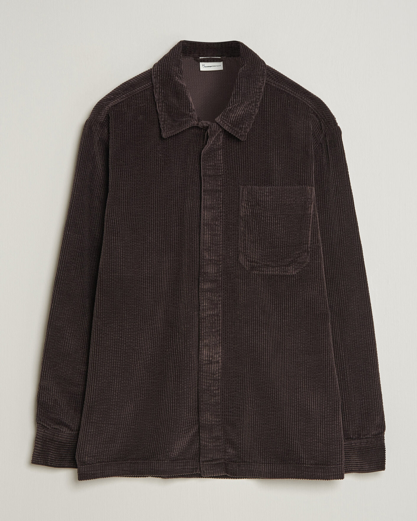 Mies | Kauluspaidat | KnowledgeCotton Apparel | Cotton Corduroy Overshirt Chocolate