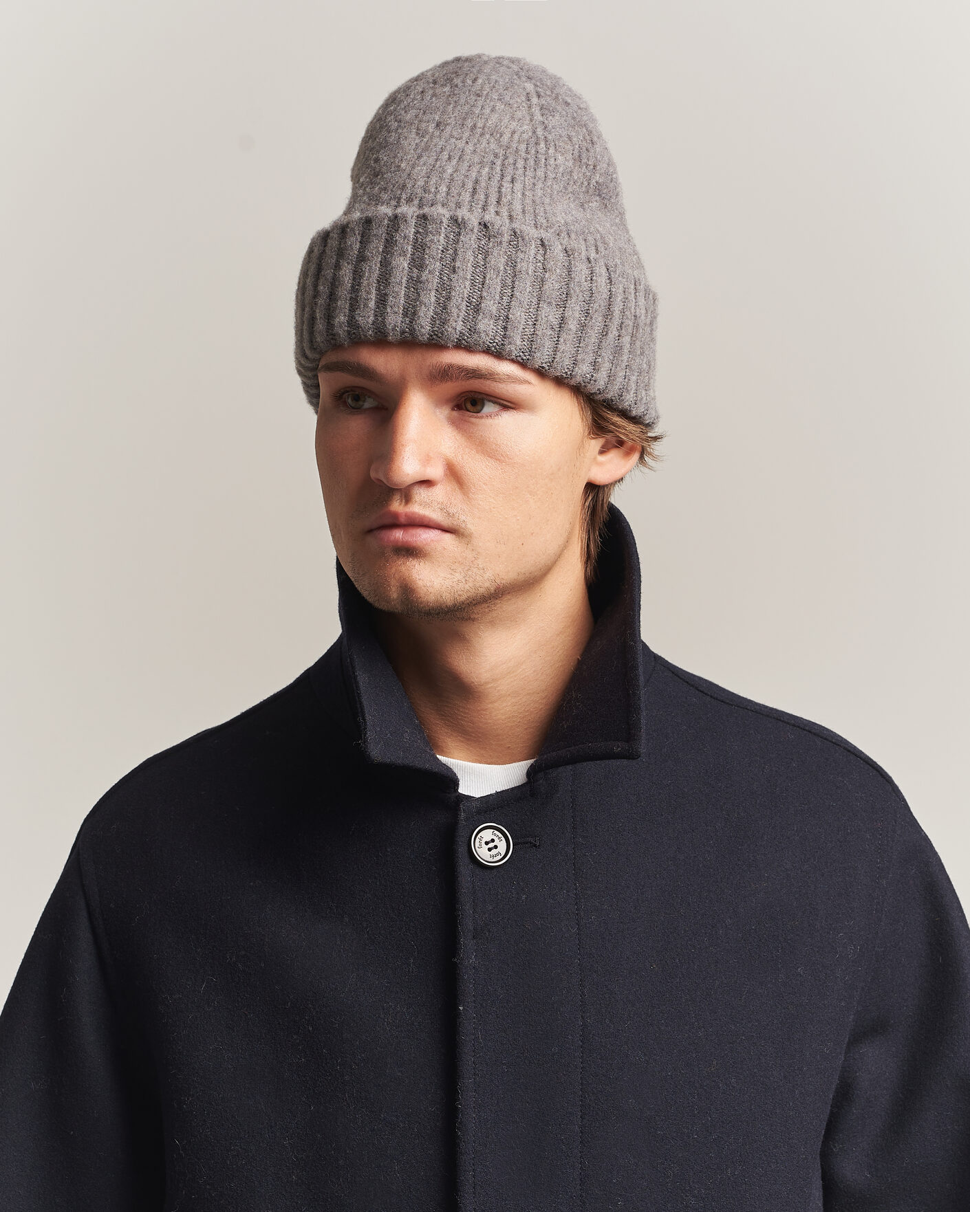 Mies | Pipot | Robert Mackie | Rona Ribbed Shaggy Lambswool Beanie Light Brown