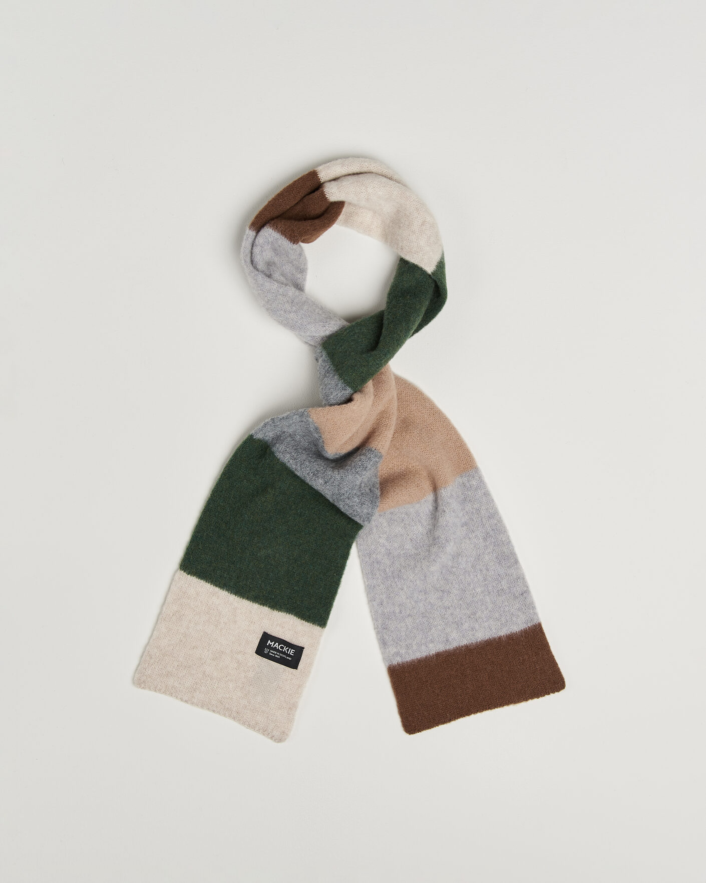 Mies | Kaulaliinat | Robert Mackie | Rona Ribbed Shaggy Lambswool Scarf Grey/Green/Beige Mix