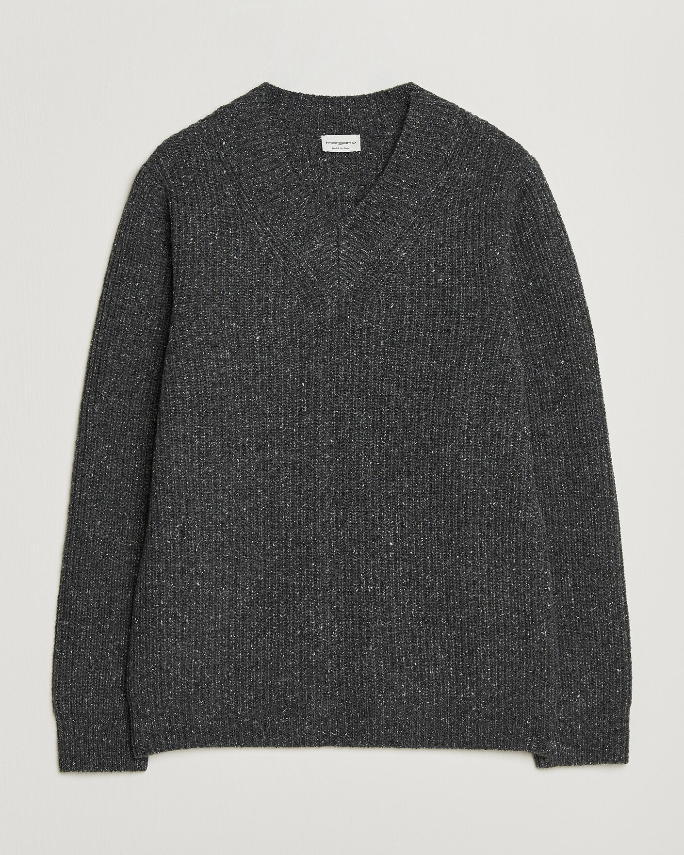Mies | Puserot | Morgano | Fisherman Ribb Donegal Knitted V-Neck Dark Grey